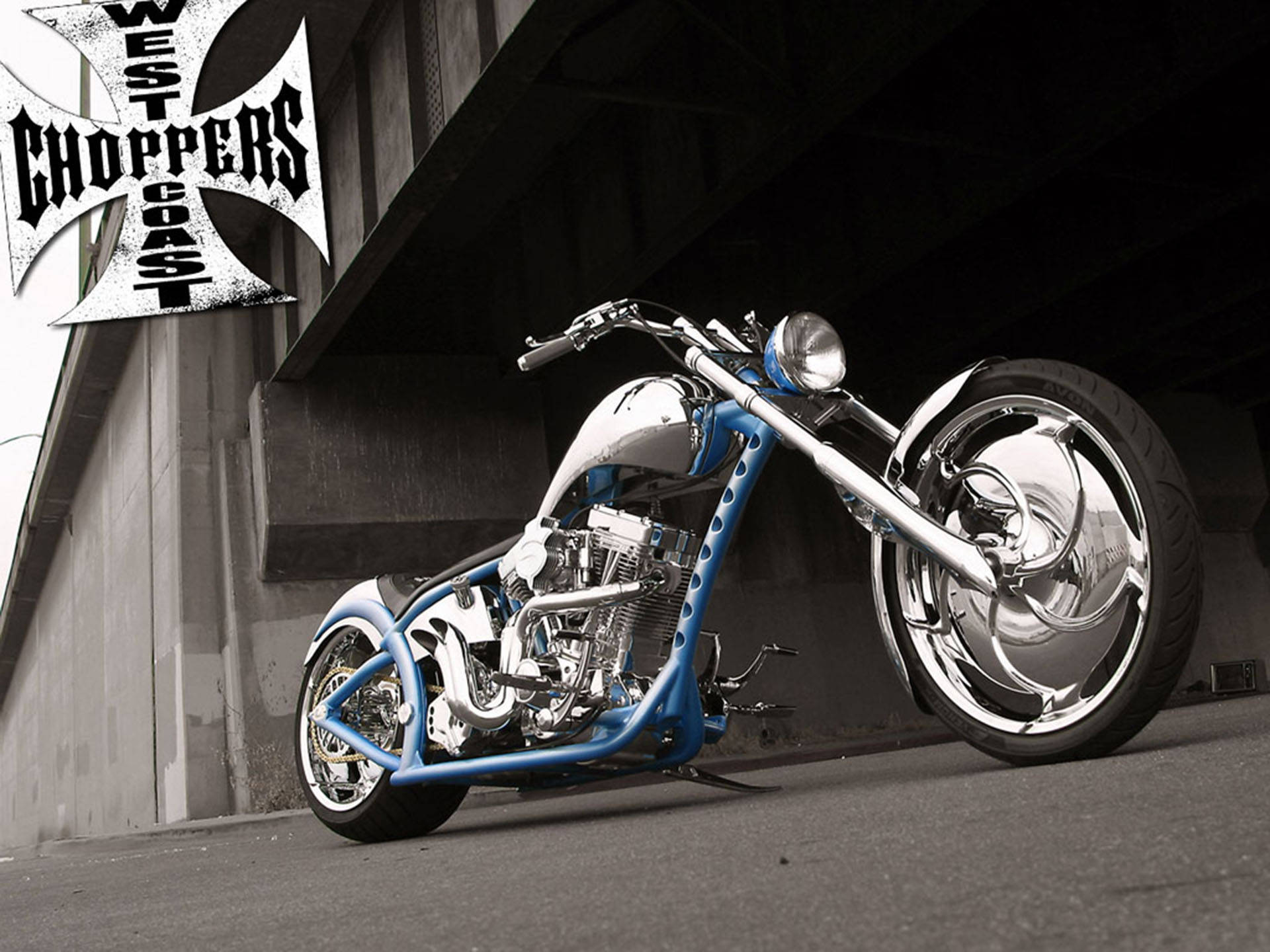 blue, chrome, West Coast Choppers, Full HD Desktop Wallpaper