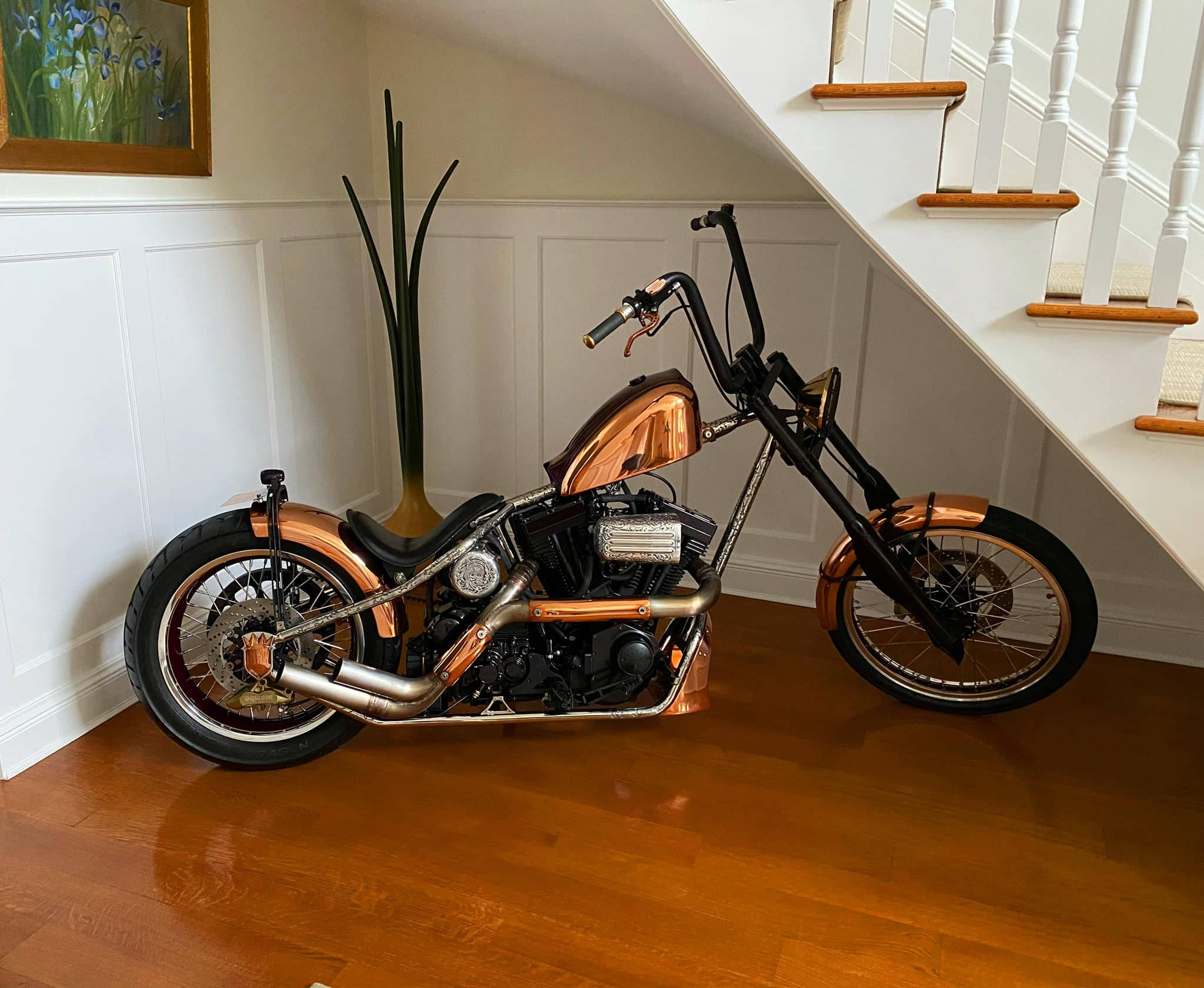 West Coast Choppers, copper accents, white staircase, Full HD Desktop Wallpaper