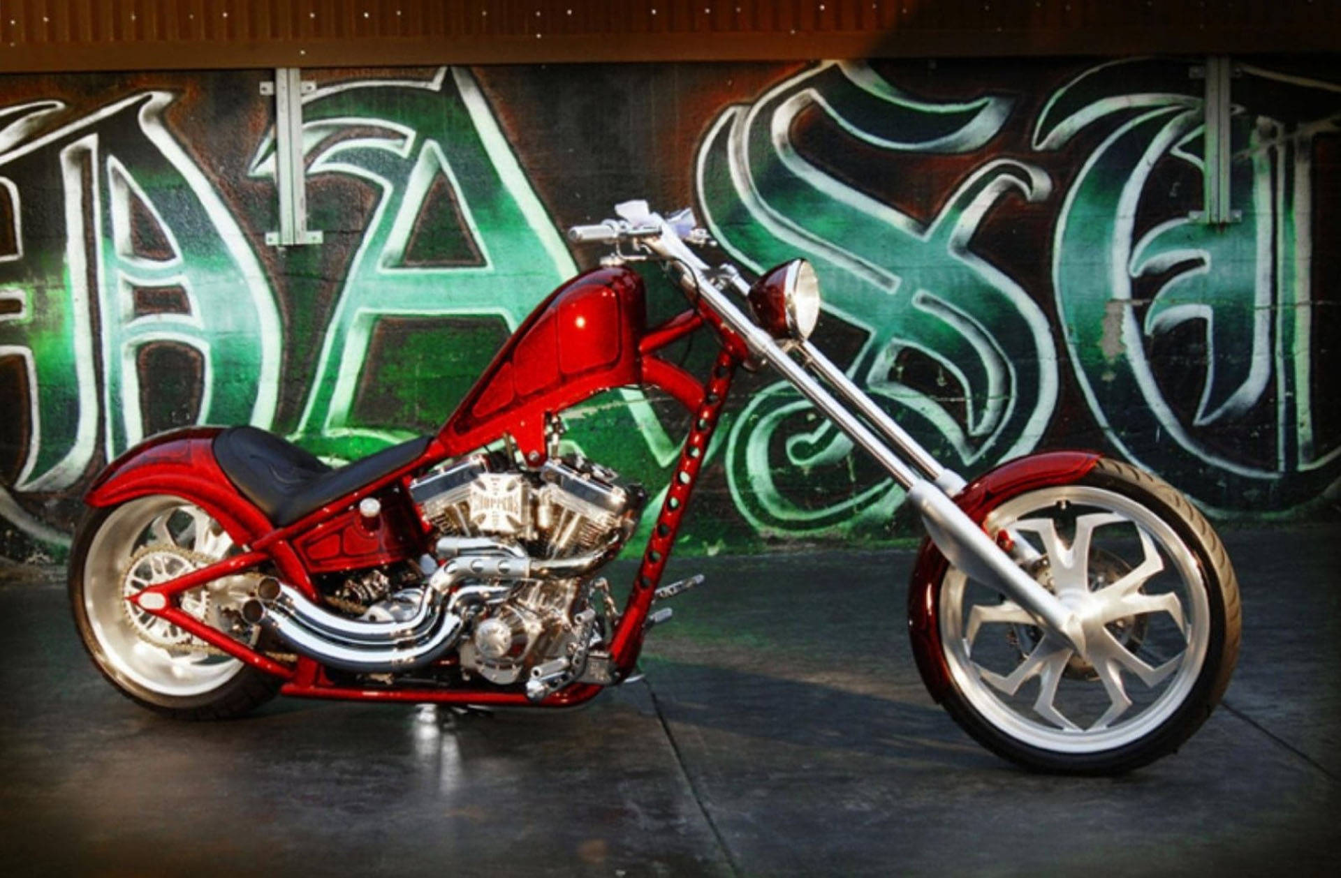 West Coast Choppers, red motorbike, chrome accents, Full HD Desktop Wallpaper