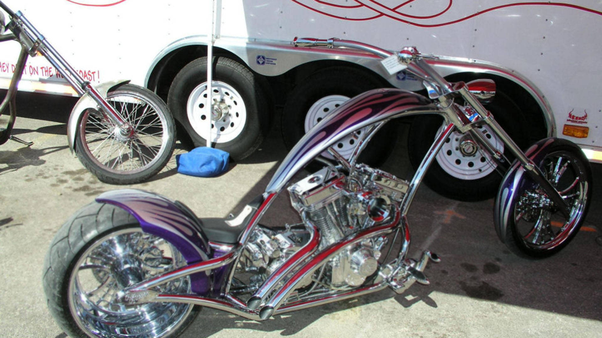 West Coast Choppers, Curvy Motorbike, chrome, Full HD Desktop Wallpaper