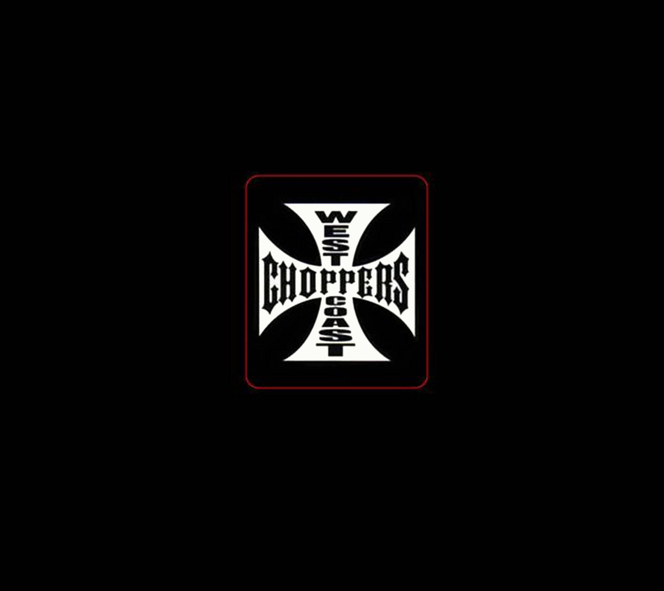 West Coast Choppers, black background, white and red outlined logo, Full HD Desktop Wallpaper