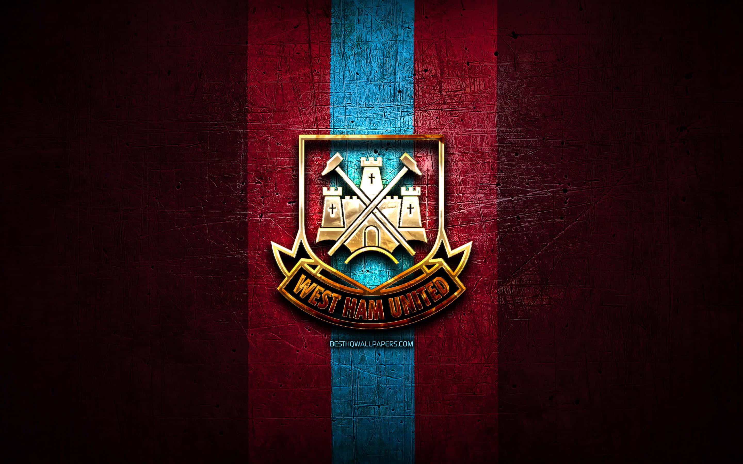 West Ham United FC, crest, gold, 2K Desktop Wallpaper