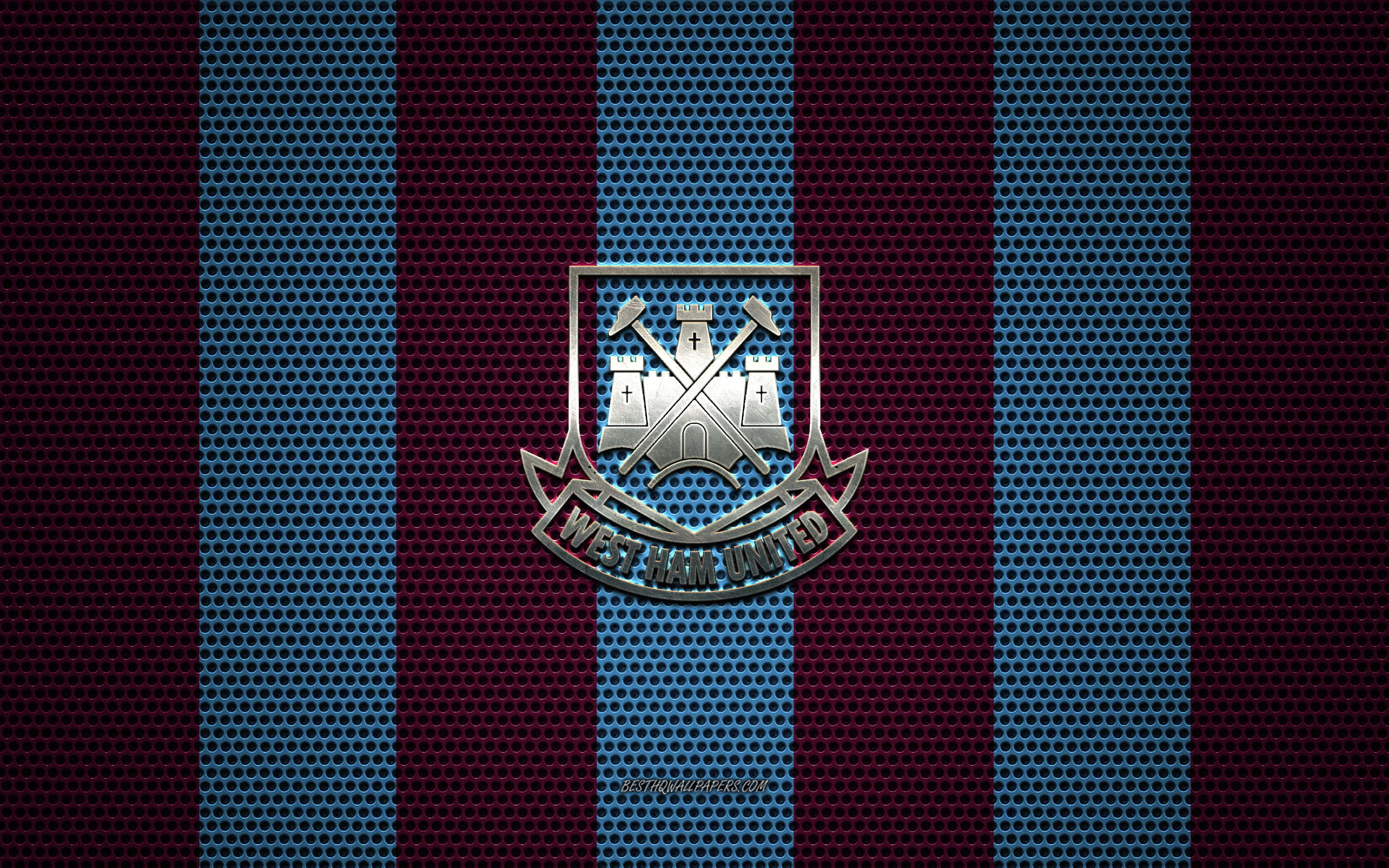 West Ham United FC, crests, metallic silver, 2K Desktop Wallpaper