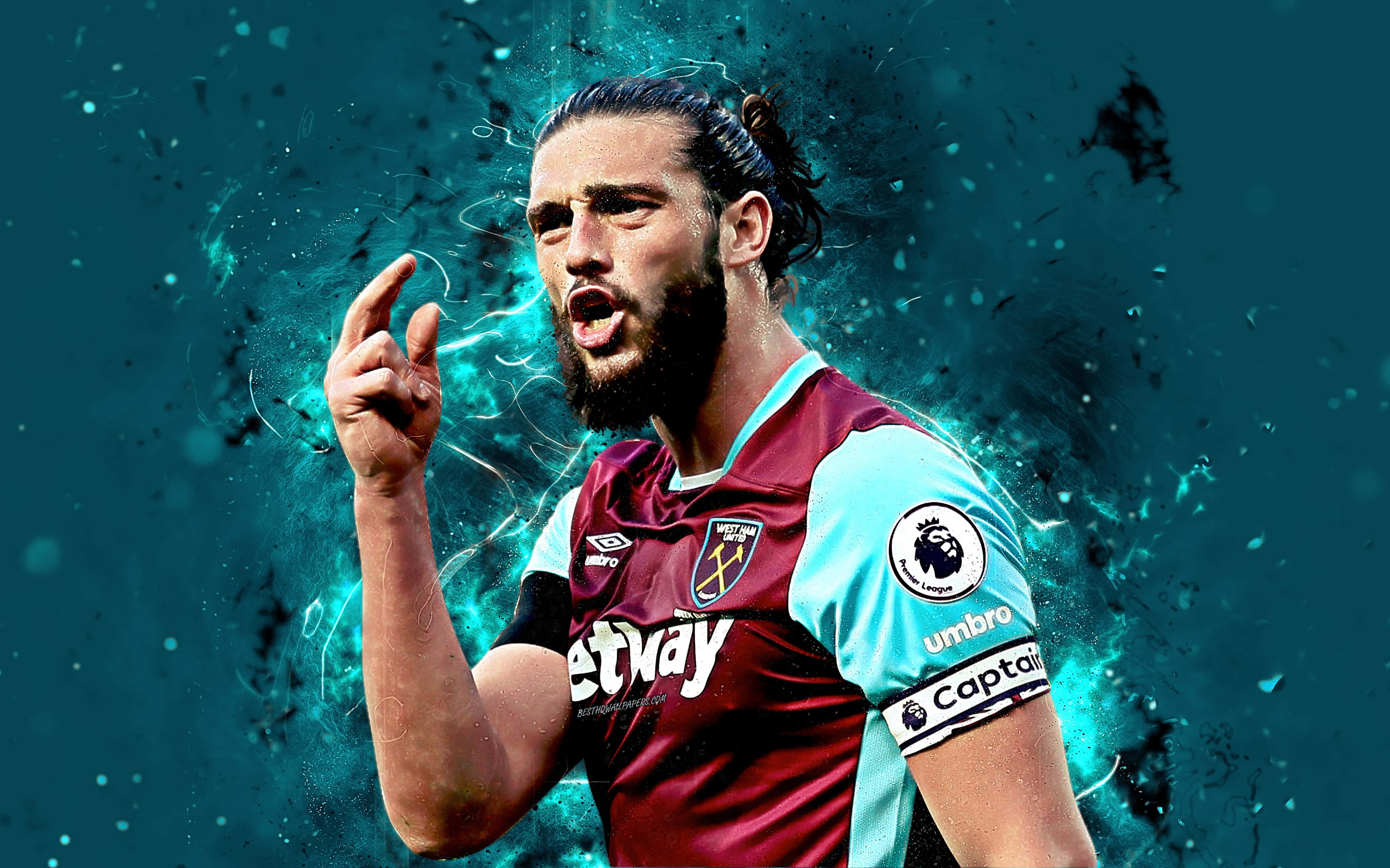 West Ham United, West Ham United jersey, electric blue energy, 4K Desktop Wallpaper