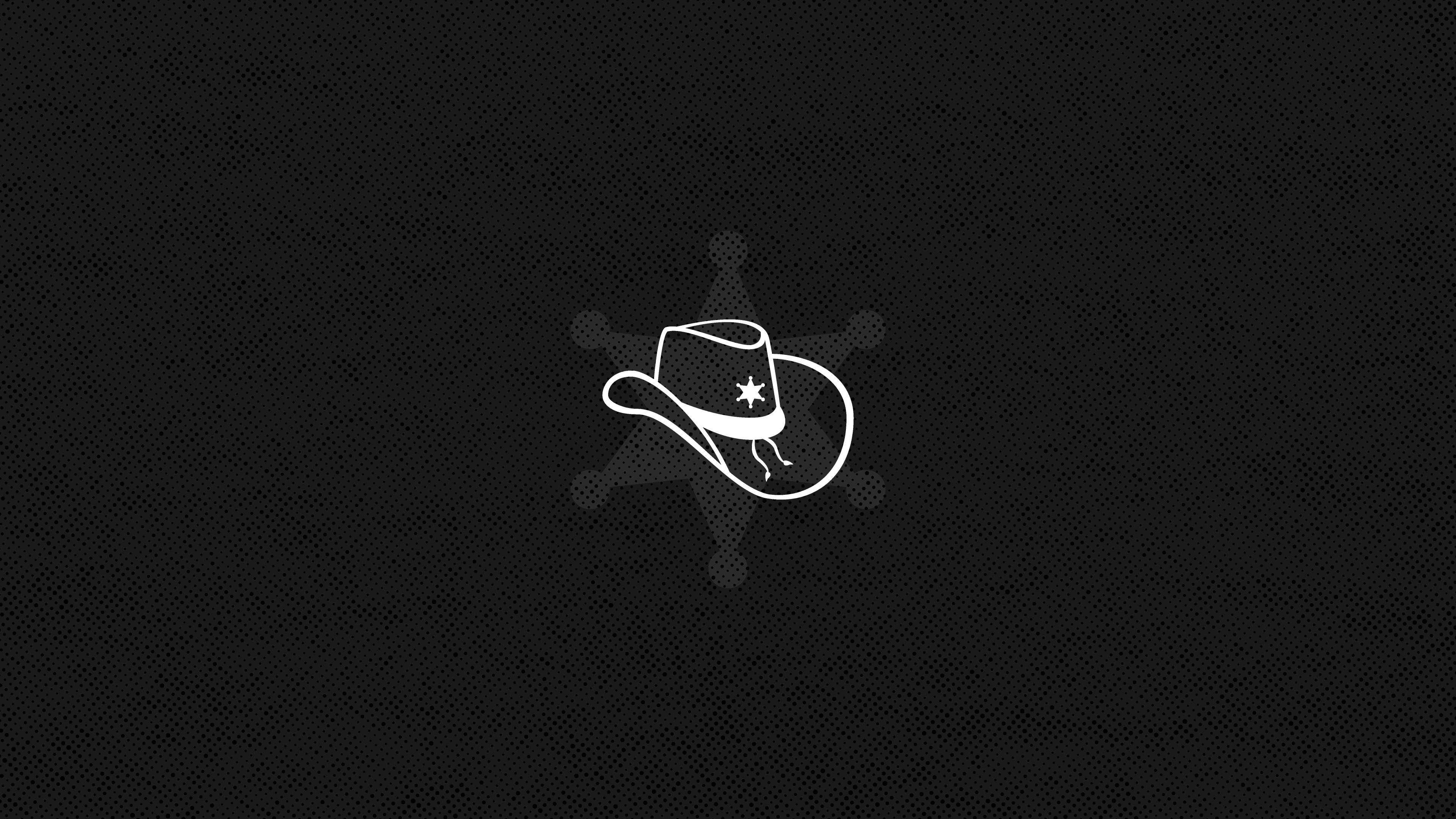 western sheriff aesthetic, minimalist white cowboy hat, star emblem, 4K Desktop Wallpaper