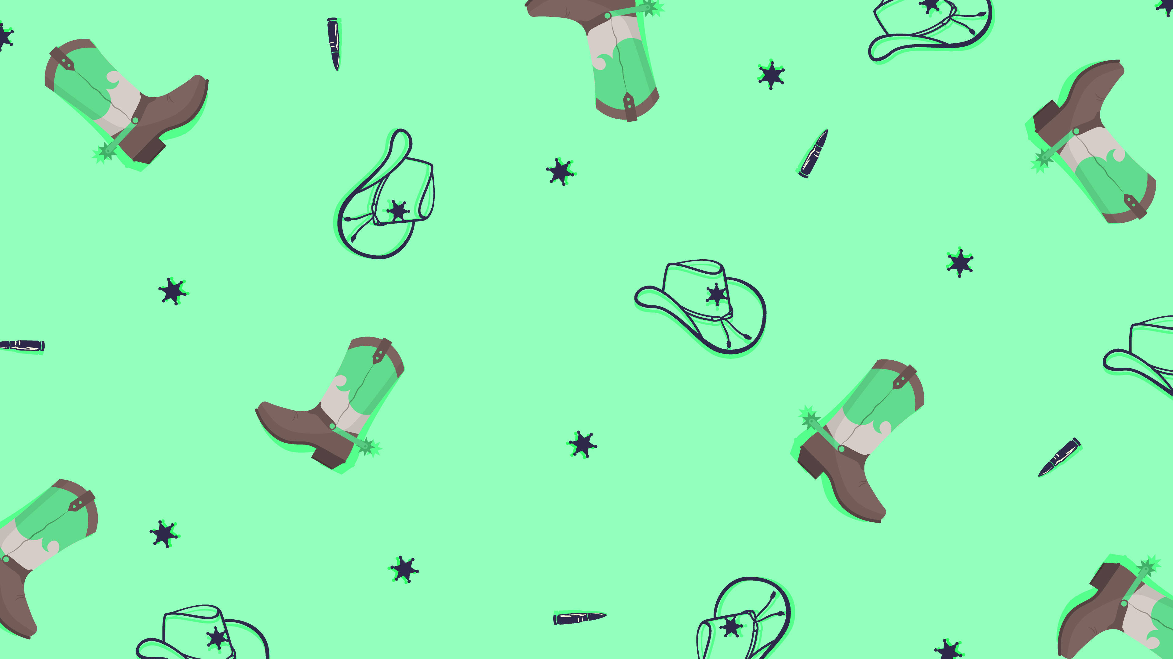 mint green, cowboy boots, hats, 4K Desktop Wallpaper
