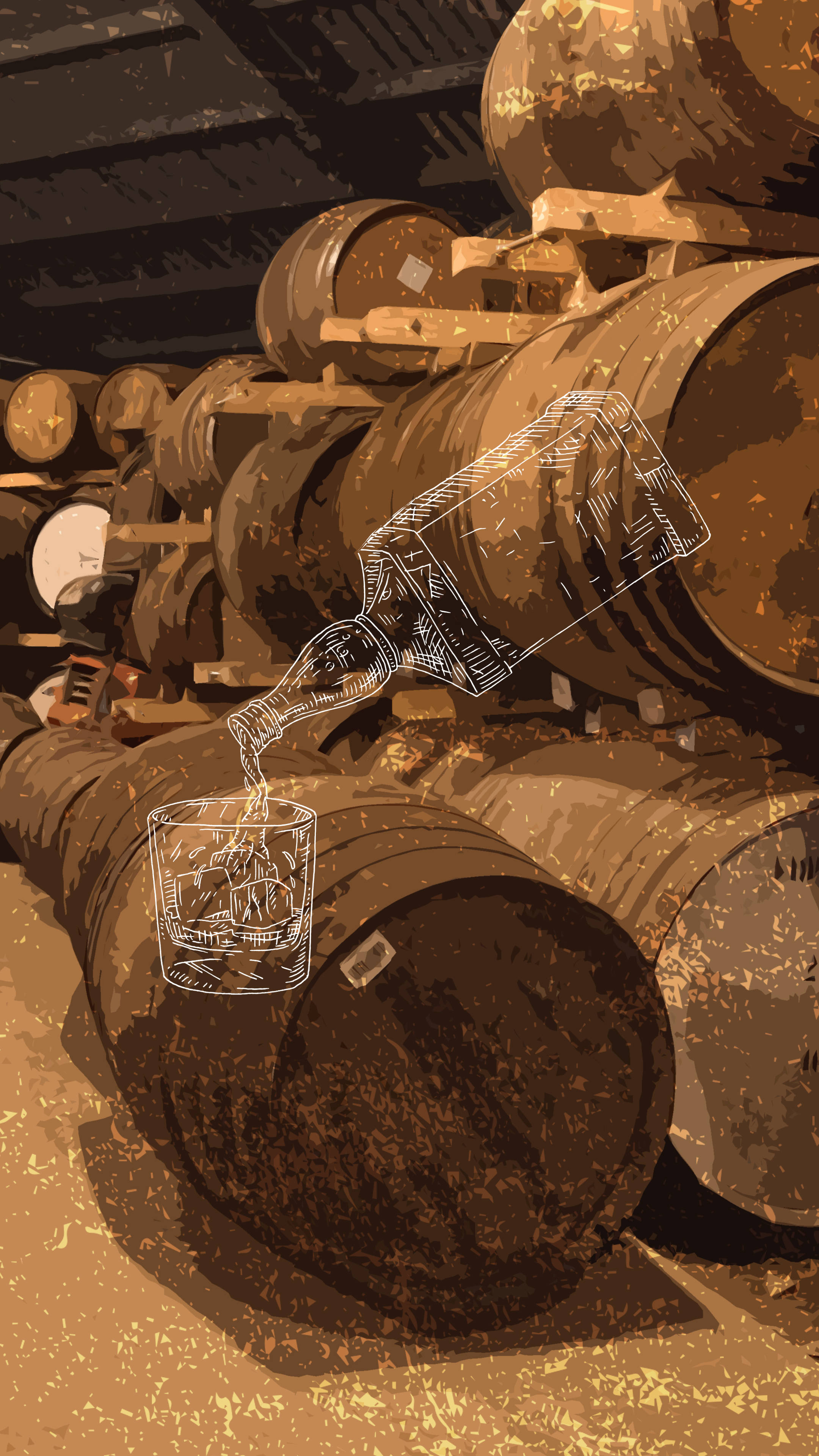 whiskey, bottle, glass, 4K Phone Wallpaper