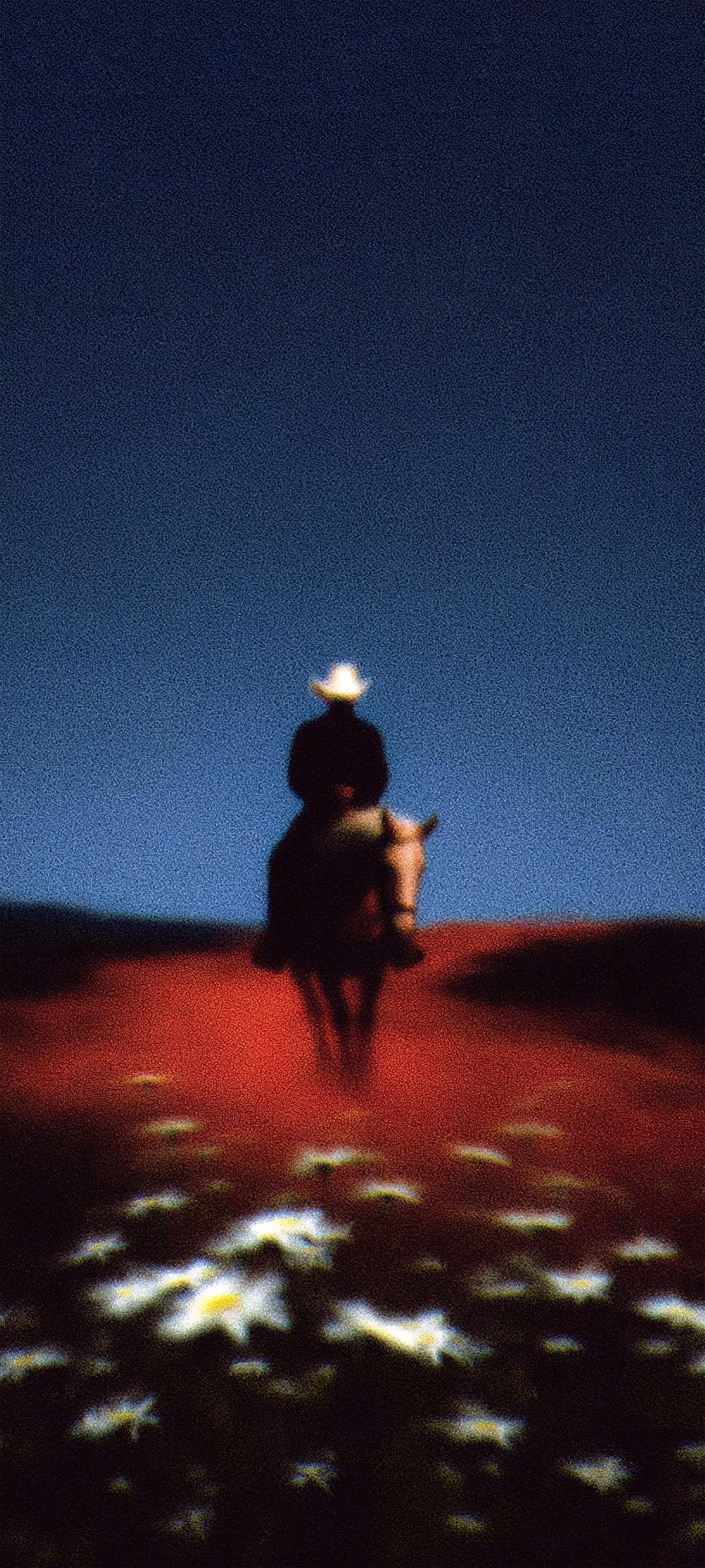 cowboy, horseback, glowing red path, 4K Phone Wallpaper