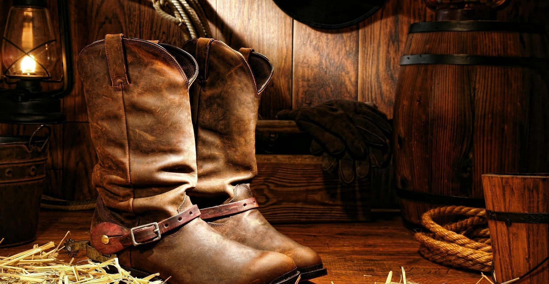 Leather Boots, Western Cowboy, rustic cabin, Full HD Desktop Wallpaper