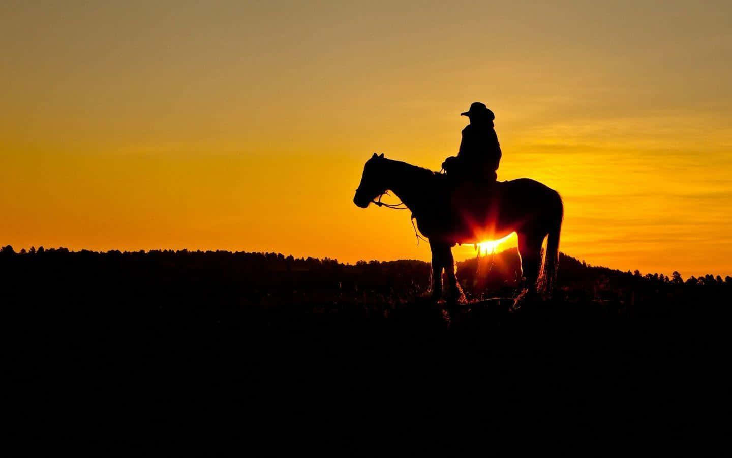 Western Cowboy Desktop, sunset, lone rider, HD Desktop Wallpaper