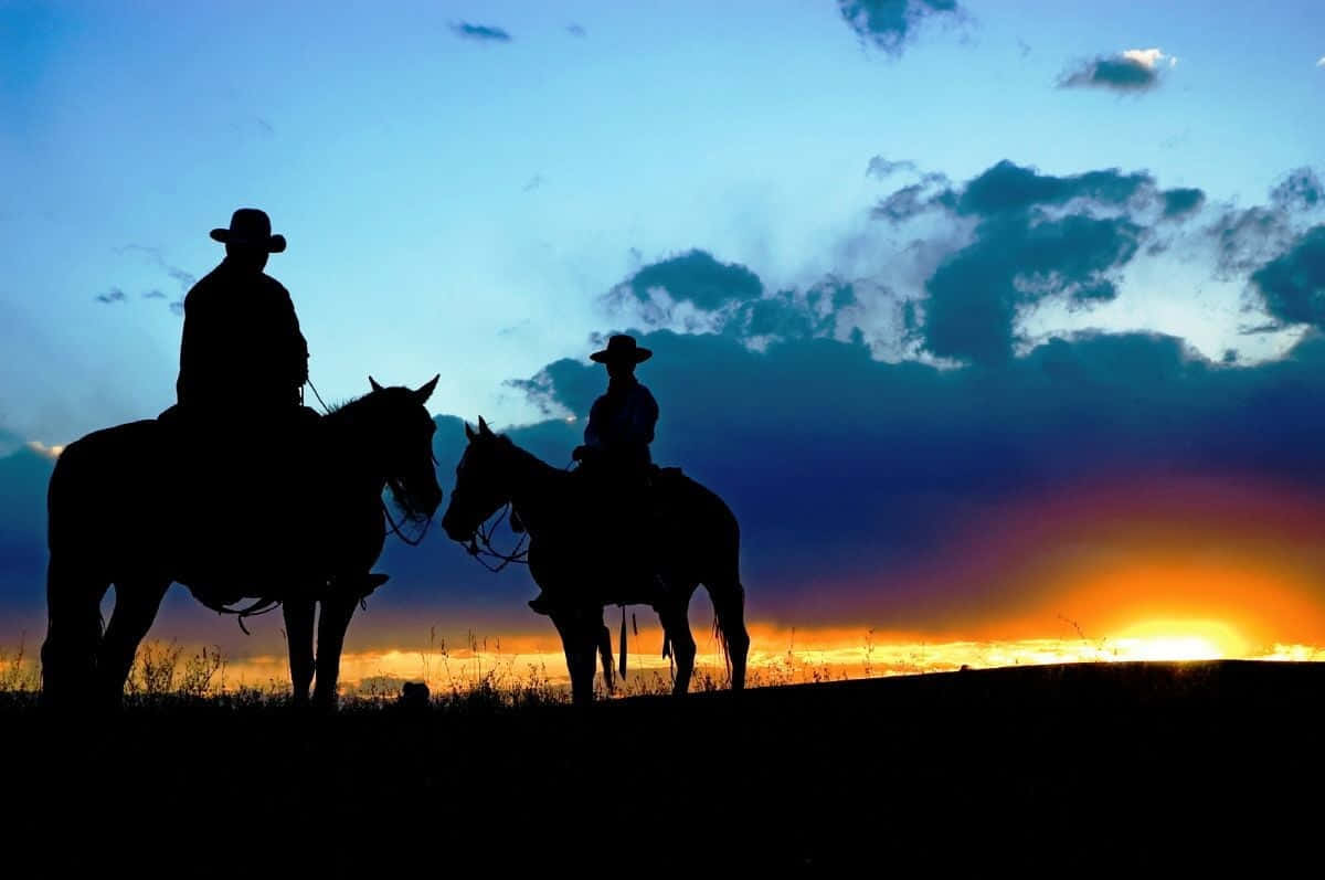 western cowboy desktop, sunset, silhouettes, SD Desktop Wallpaper