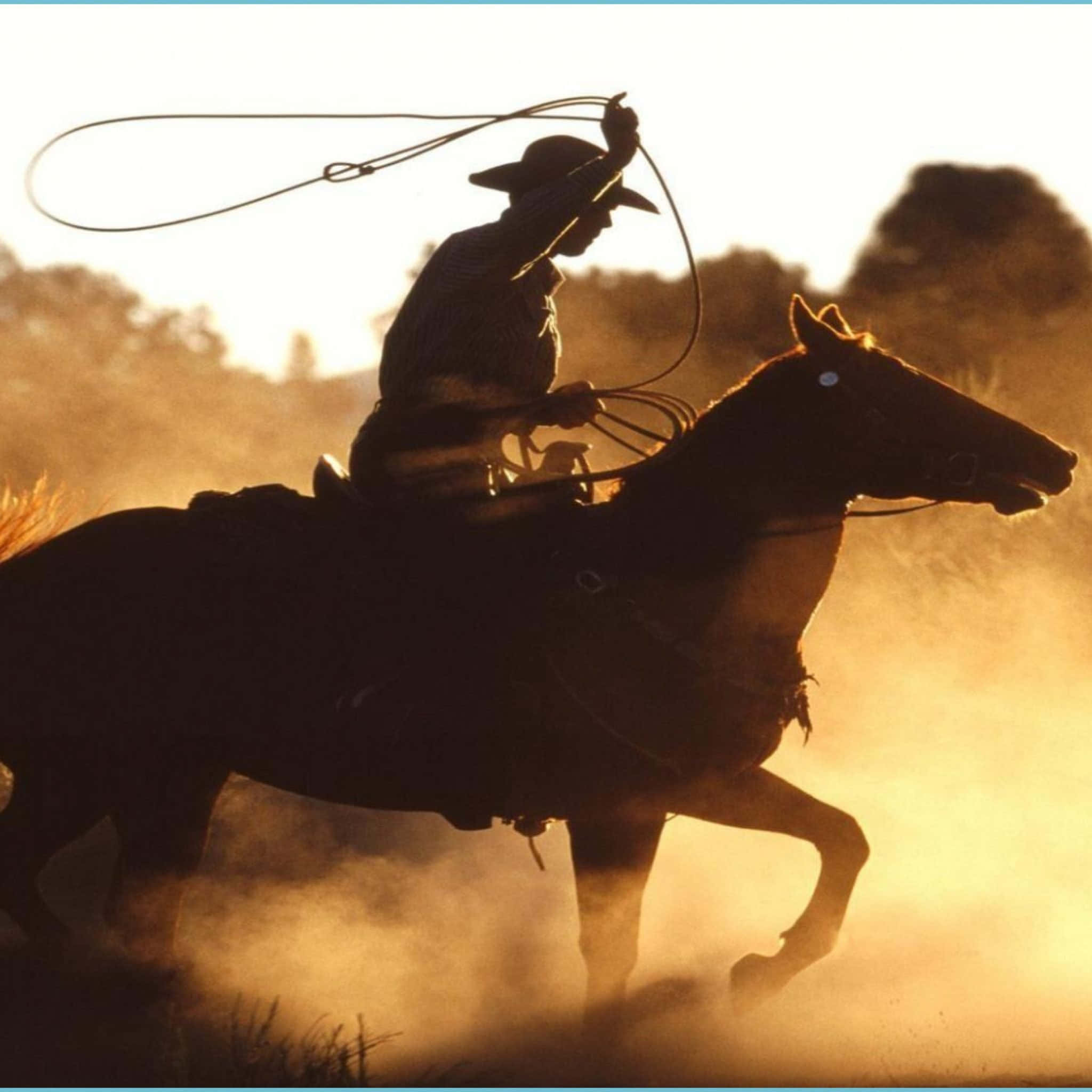 Western Cowboy, trusty horse, golden dusty sunset backdrop, Full HD Desktop Wallpaper
