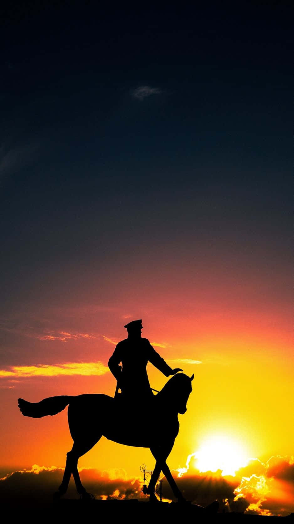Western Cowboy iPhone, silhouette, mounted soldier, HD Phone Wallpaper