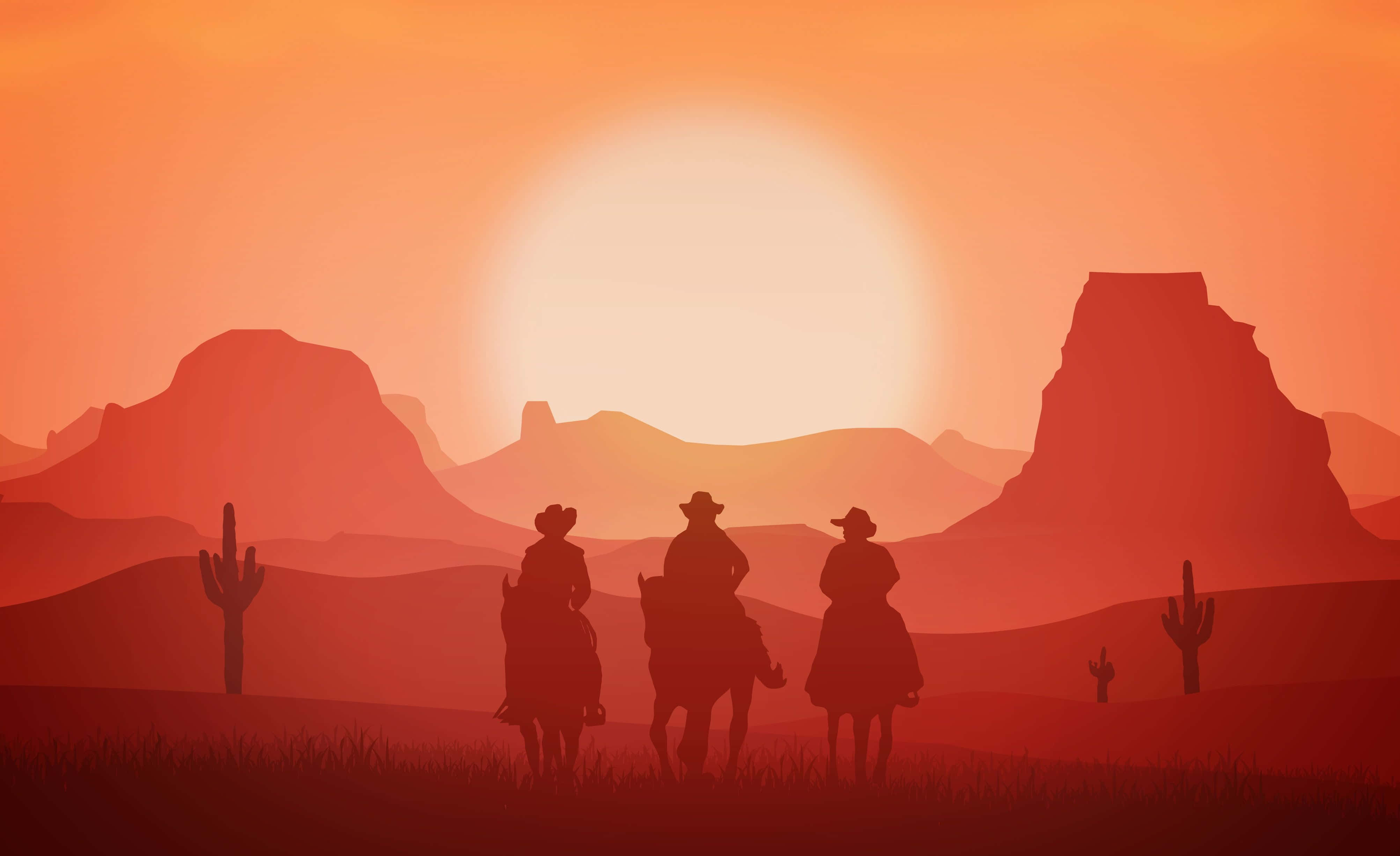cowboys, horseback, desert, 4K Desktop Wallpaper