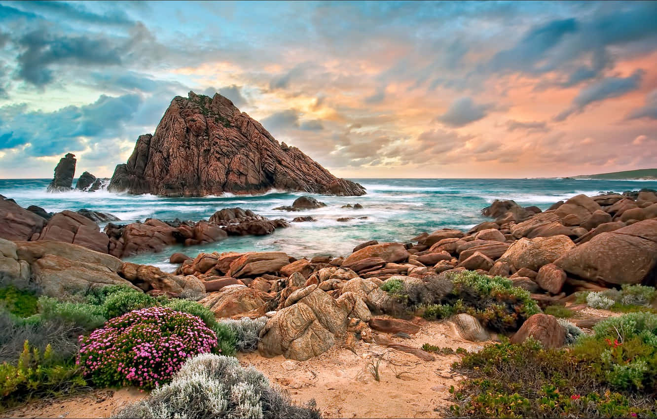 Western Desktop, sunset, rocky coastline, HD Desktop Wallpaper