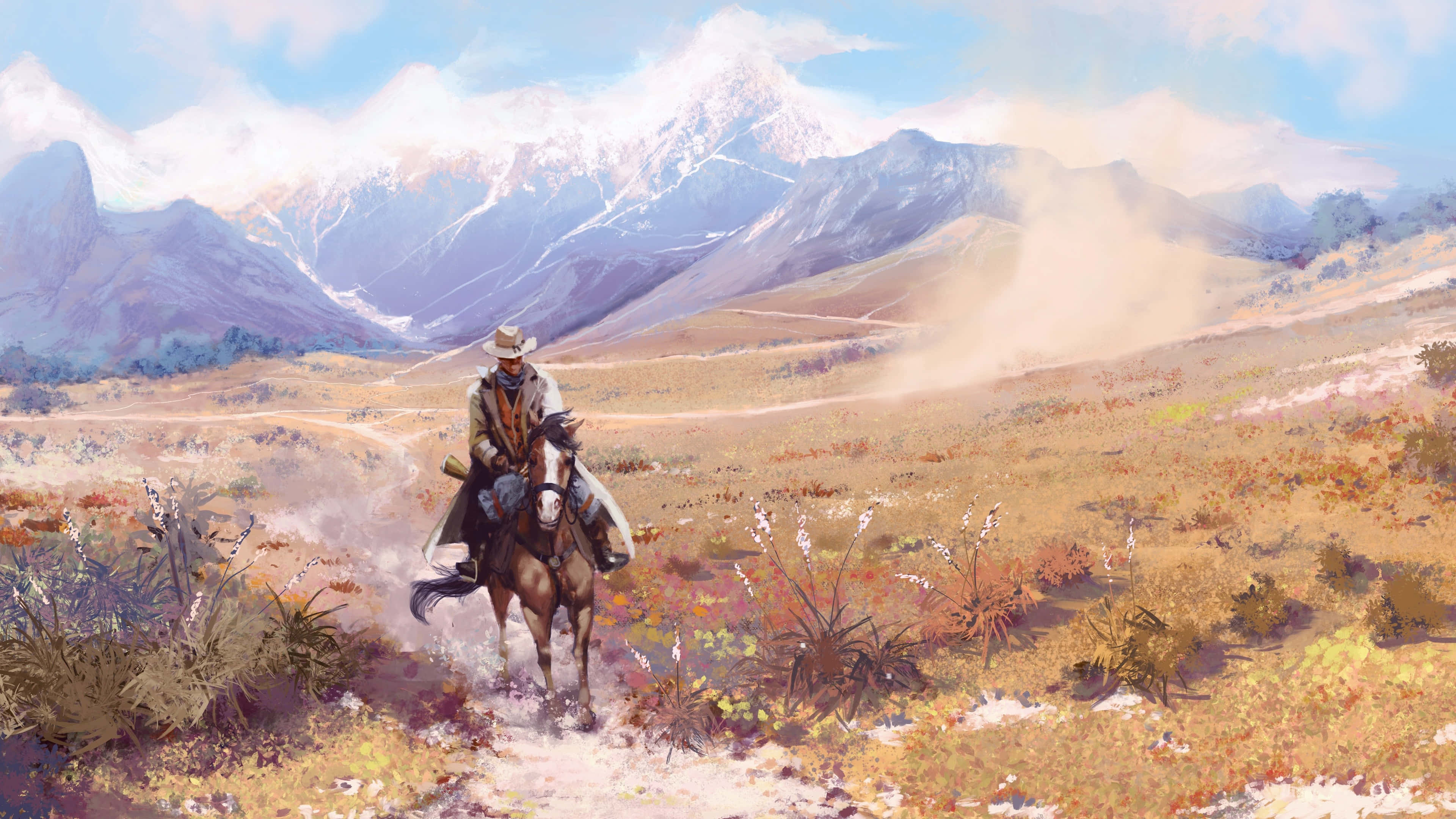 Western Desktop, cowboy, horse, 4K Desktop Wallpaper