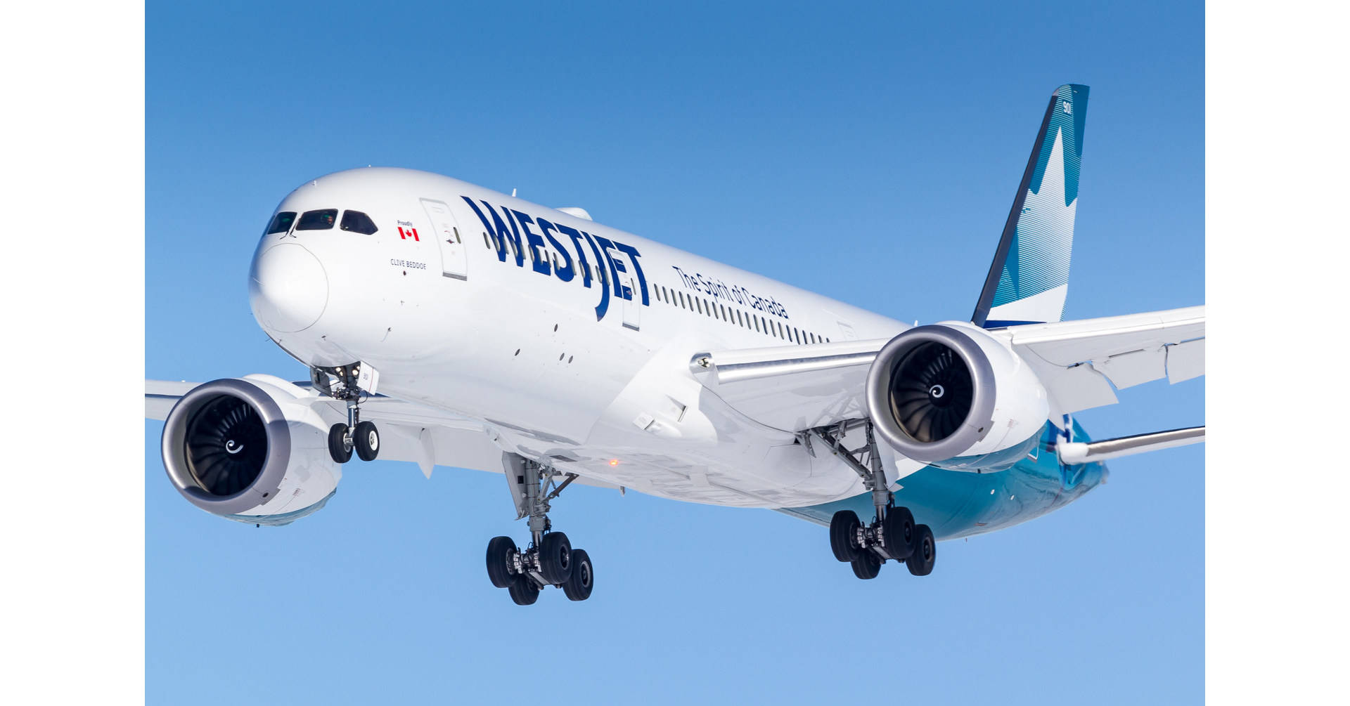 WestJet, airplane, clear blue sky, Full HD Desktop Wallpaper