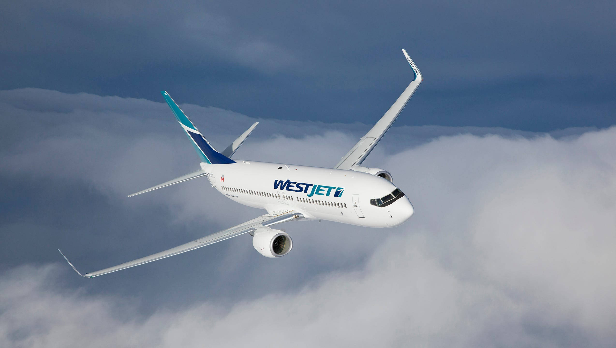WestJet, airplane, cloudy sky, Full HD Desktop Wallpaper