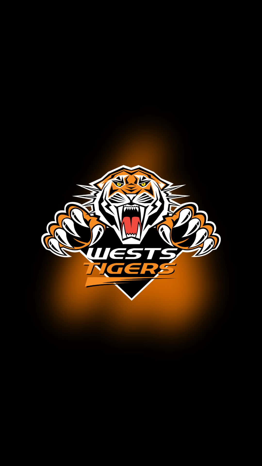 Wests Tigers, tiger logo, glowing orange aura, Full HD Phone Wallpaper