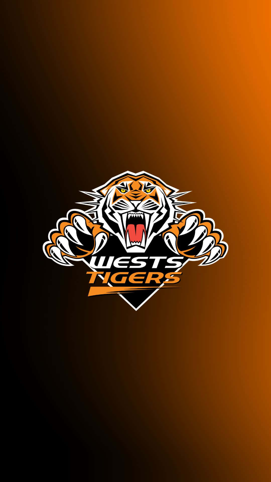 Wests Tigers, tiger logo, orange and black background, Full HD Phone Wallpaper