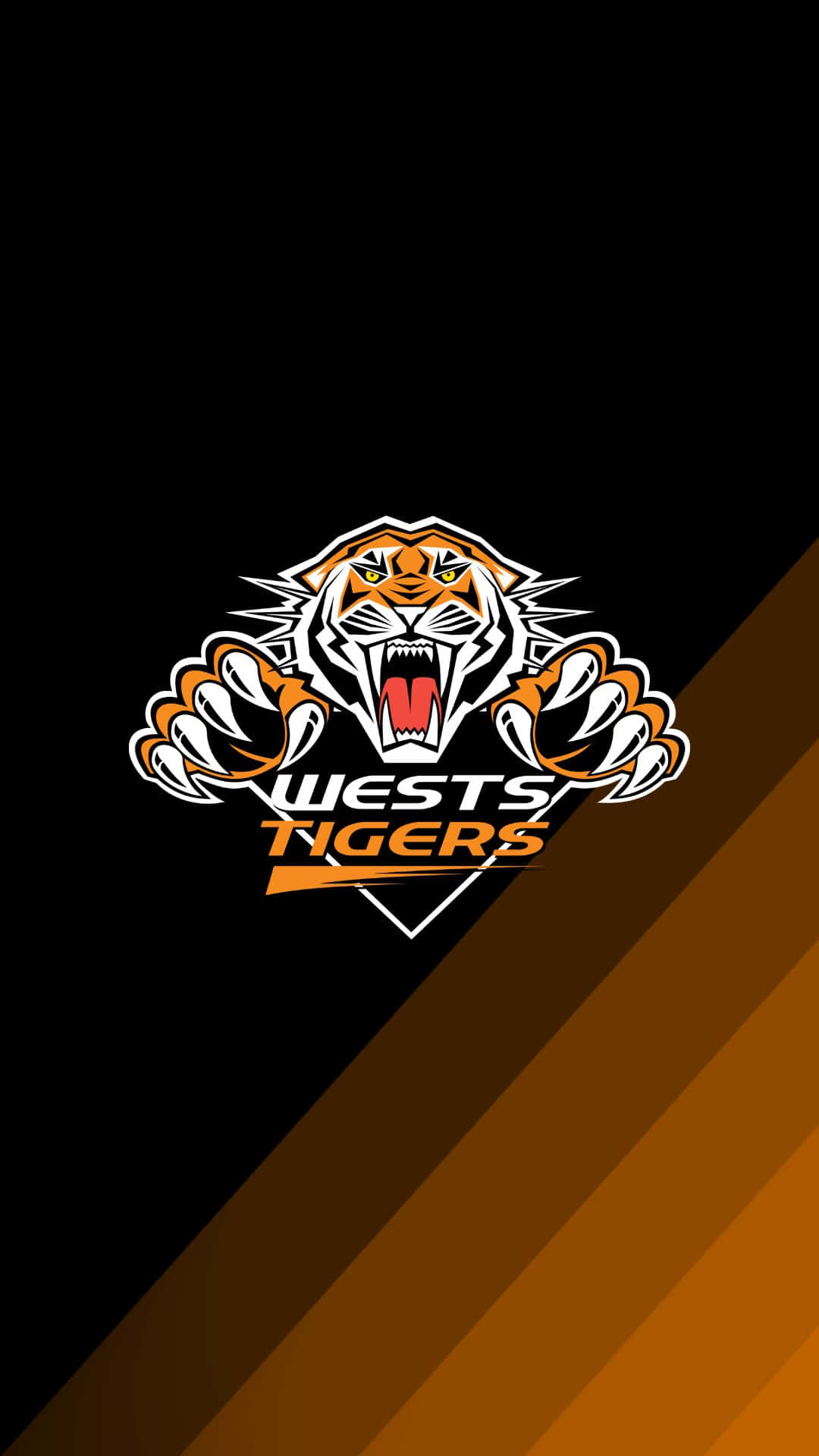 Wests Tigers, tiger logo, black and orange diagonal gradient background, Full HD Phone Wallpaper