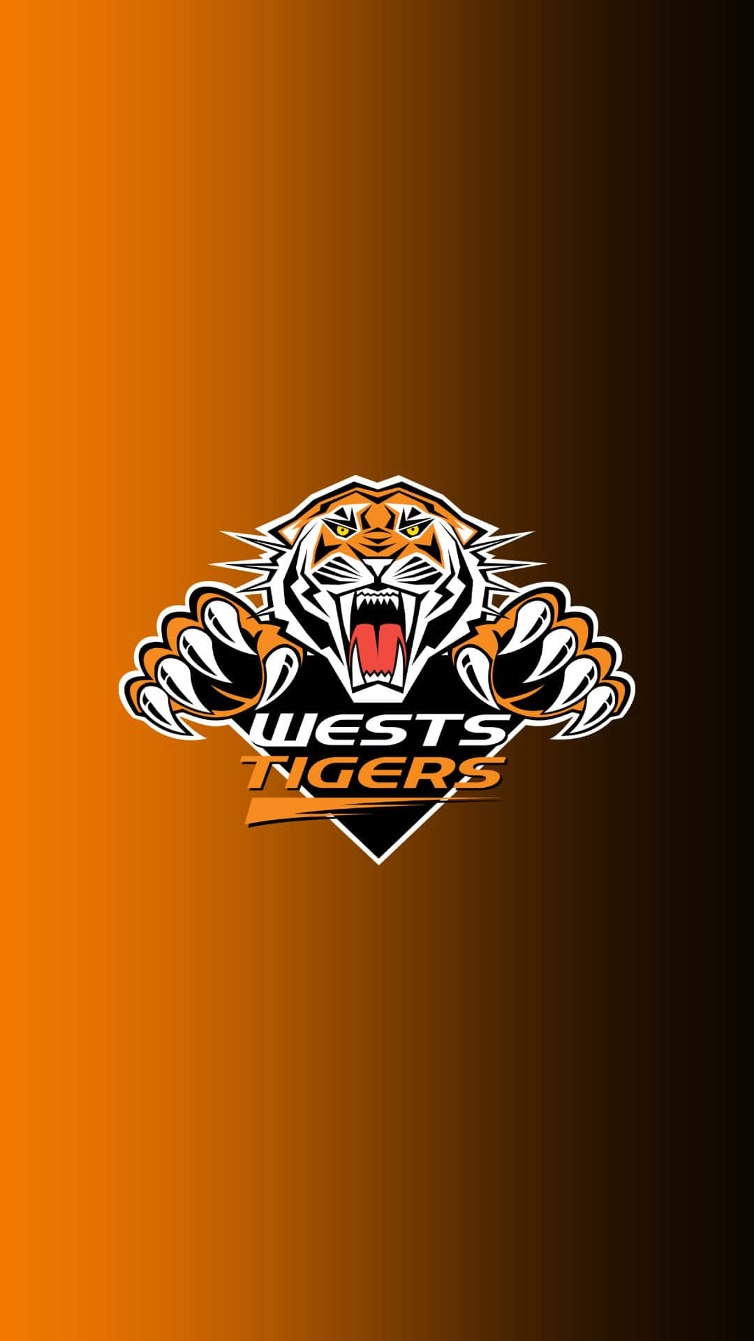 Wests Tigers, tiger mascot logo, orange and black background, Full HD Phone Wallpaper