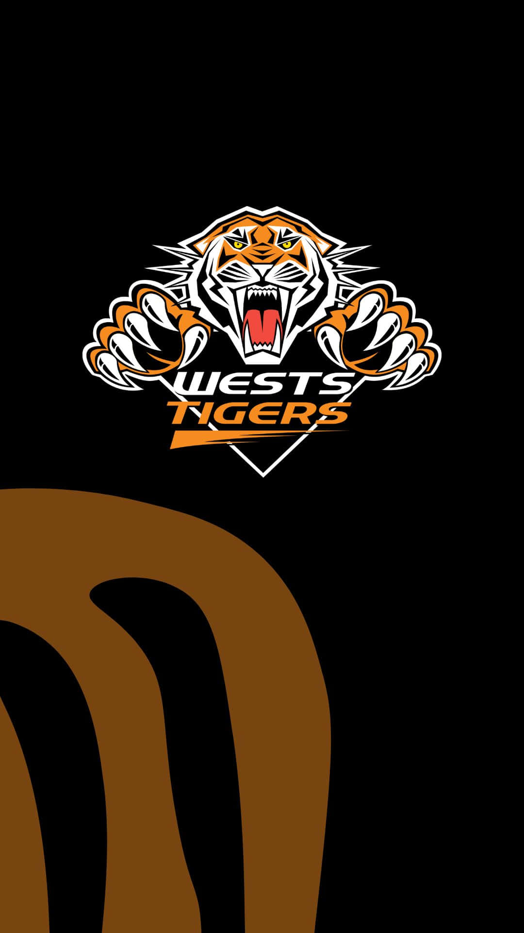 Wests Tigers, tiger logo, black background, Full HD Phone Wallpaper
