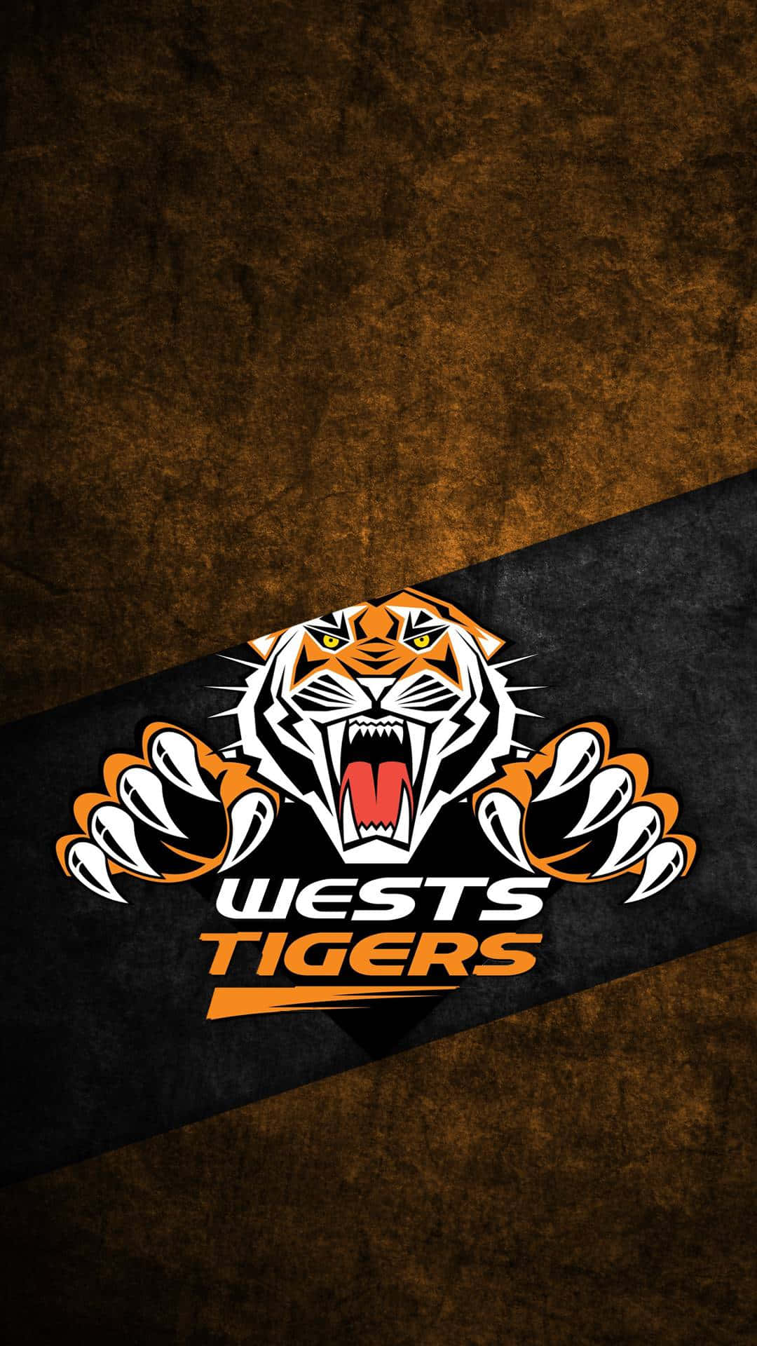 Wests Tigers, tiger logo, black diagonal stripe, Full HD Phone Wallpaper