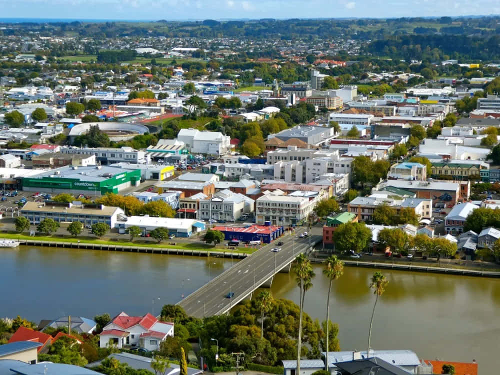 Whanganui, aerial view, colorful buildings, SD Desktop Wallpaper