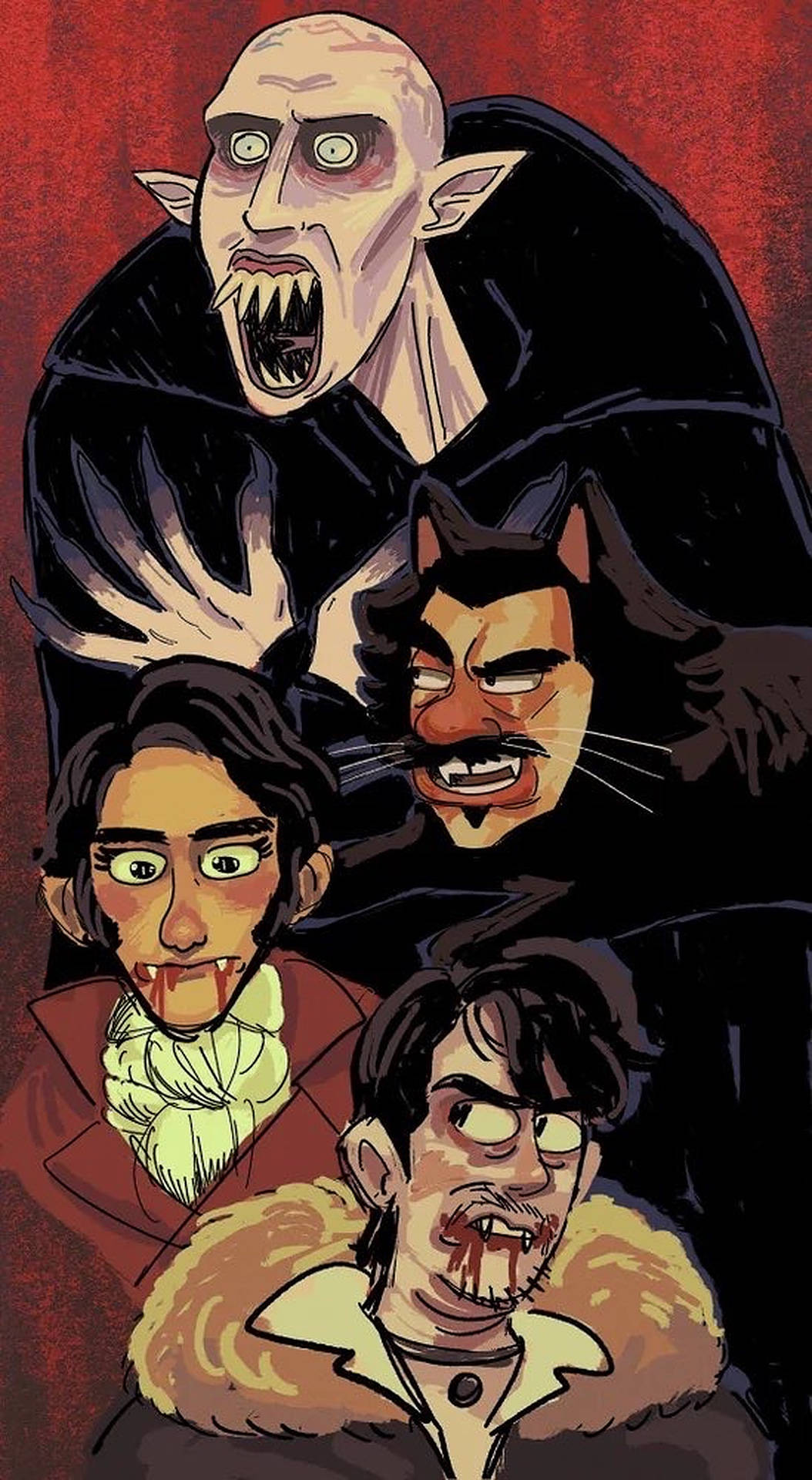 What We Do In The Shadows, vampire-like creatures, sharp teeth, Full HD Phone Wallpaper