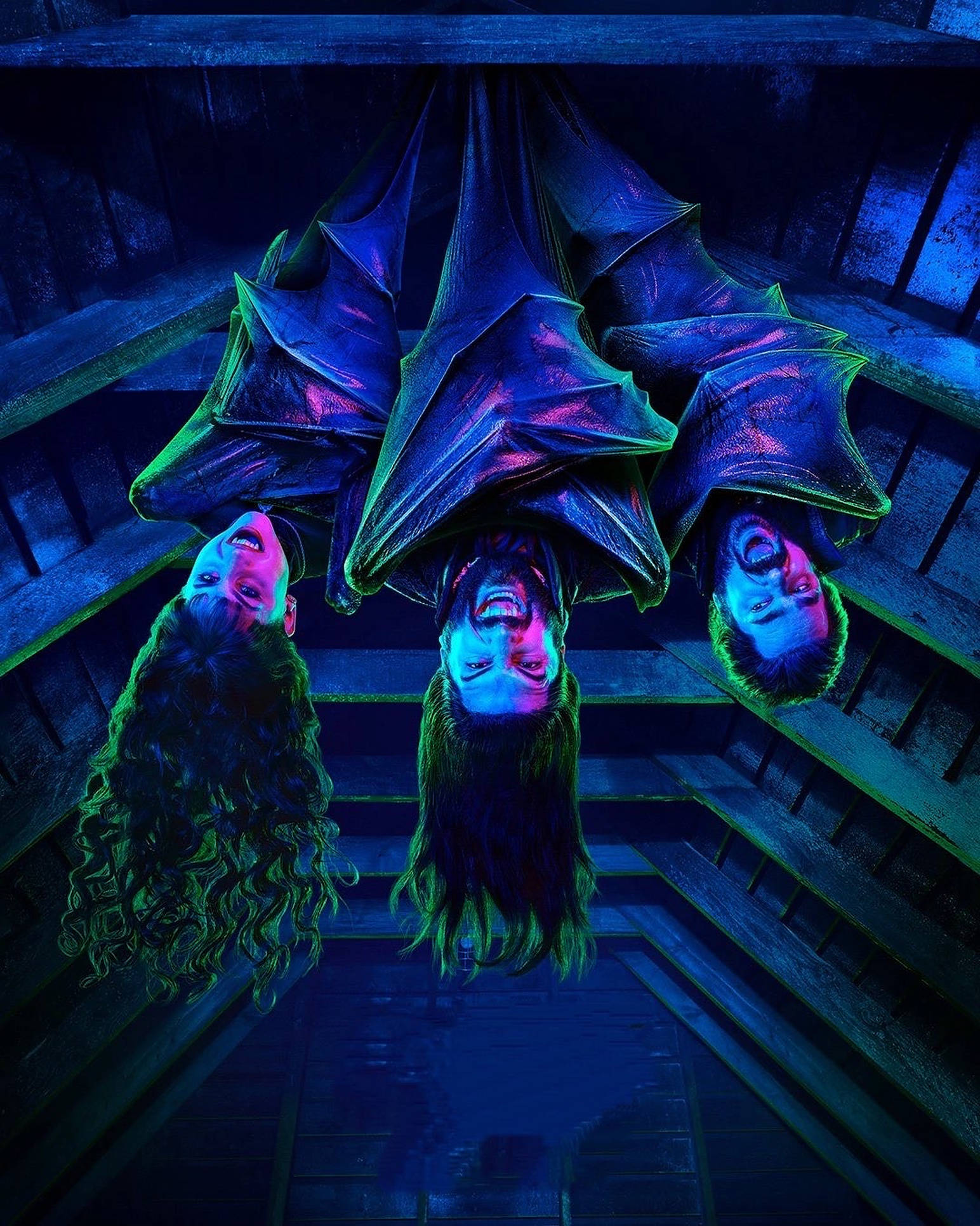 What We Do In The Shadows, bat wings, neon blue, Full HD Phone Wallpaper
