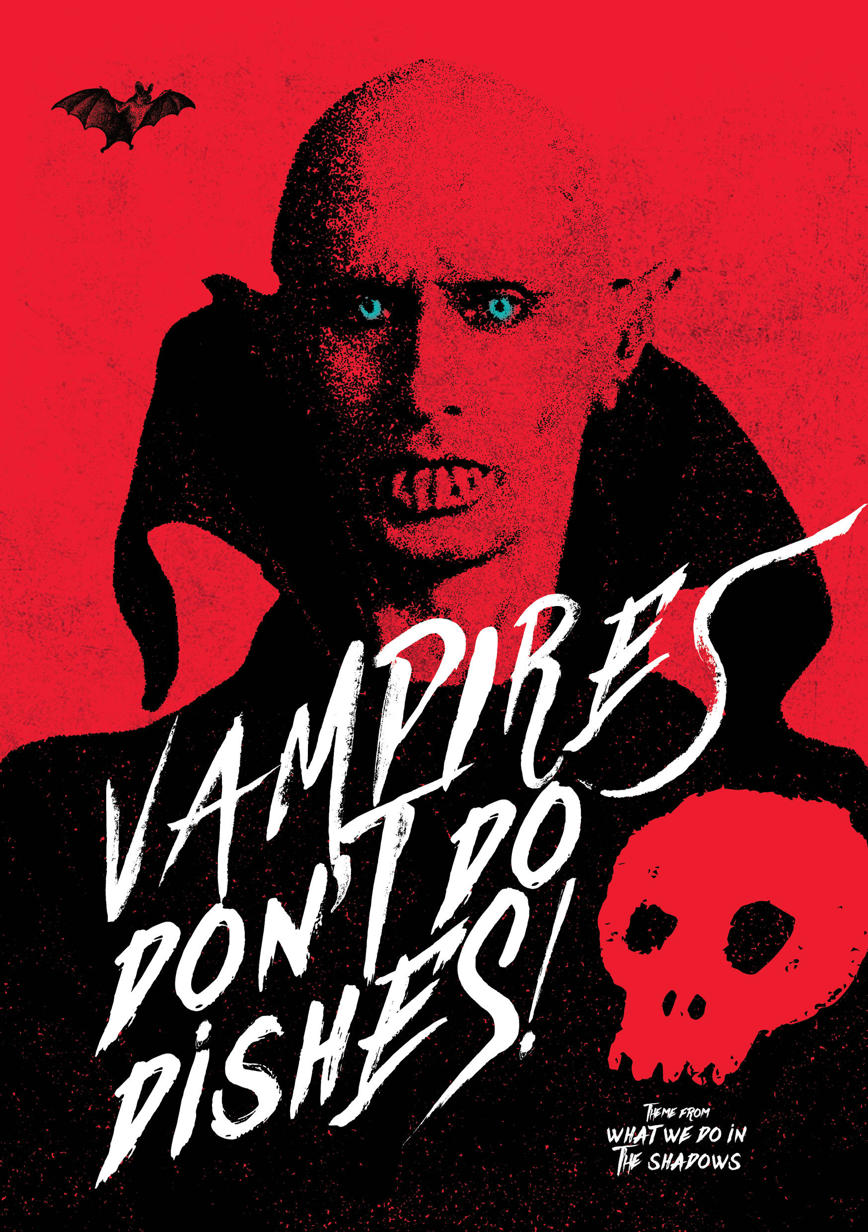 What We Do In The Shadows, glowing blue eyes, fangs, Full HD Phone Wallpaper