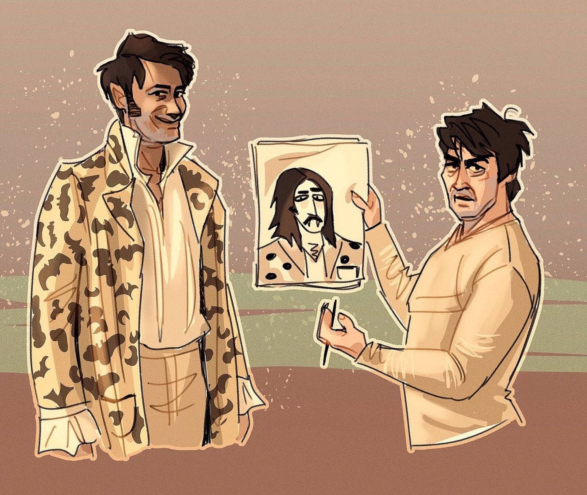 What We Do In The Shadows, leopard print coat, bearded man, Full HD Desktop Wallpaper