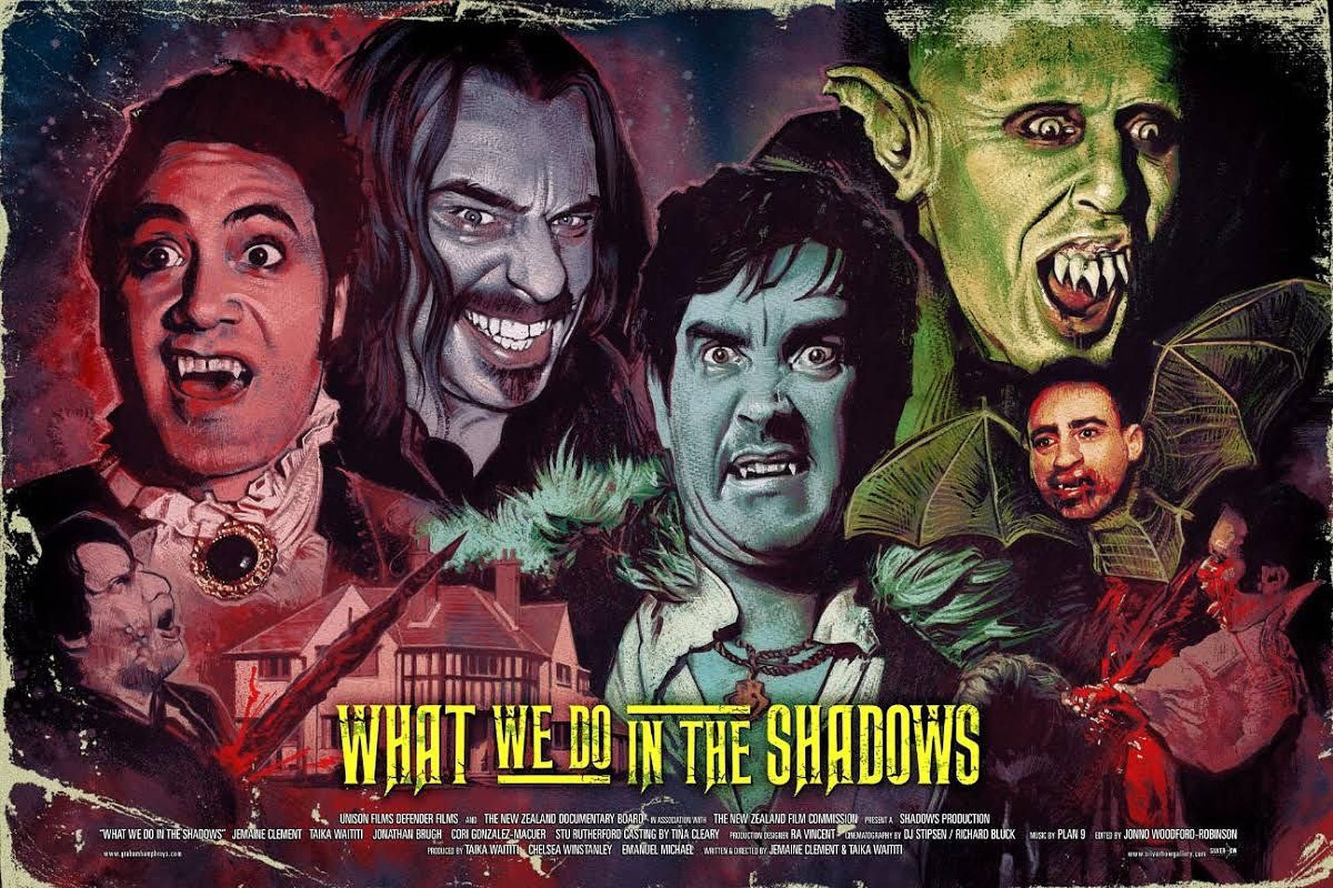 What We Do In The Shadows, movie poster, vampire characters, Full HD Desktop Wallpaper