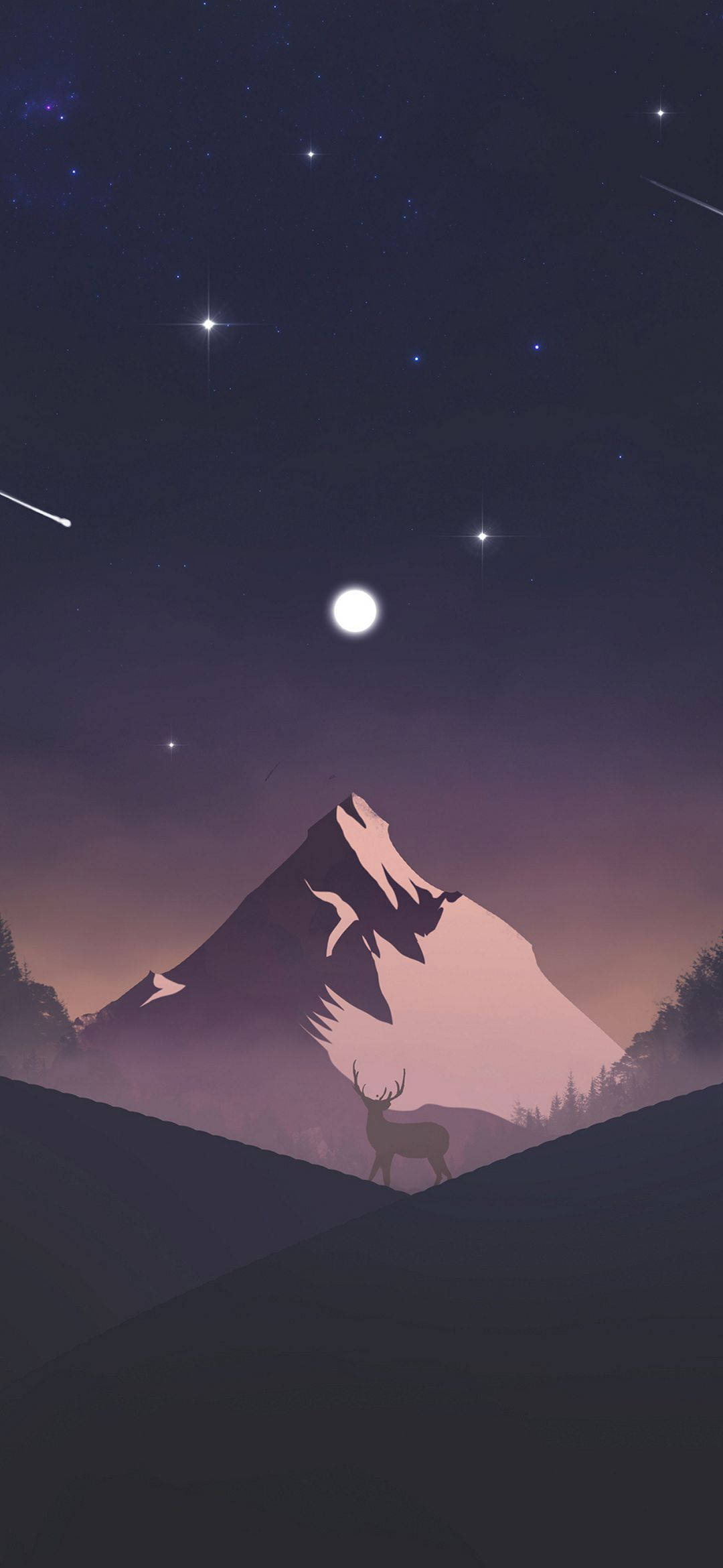 WhatsApp Chat, Full Moon, snow-capped mountain, Full HD Phone Wallpaper