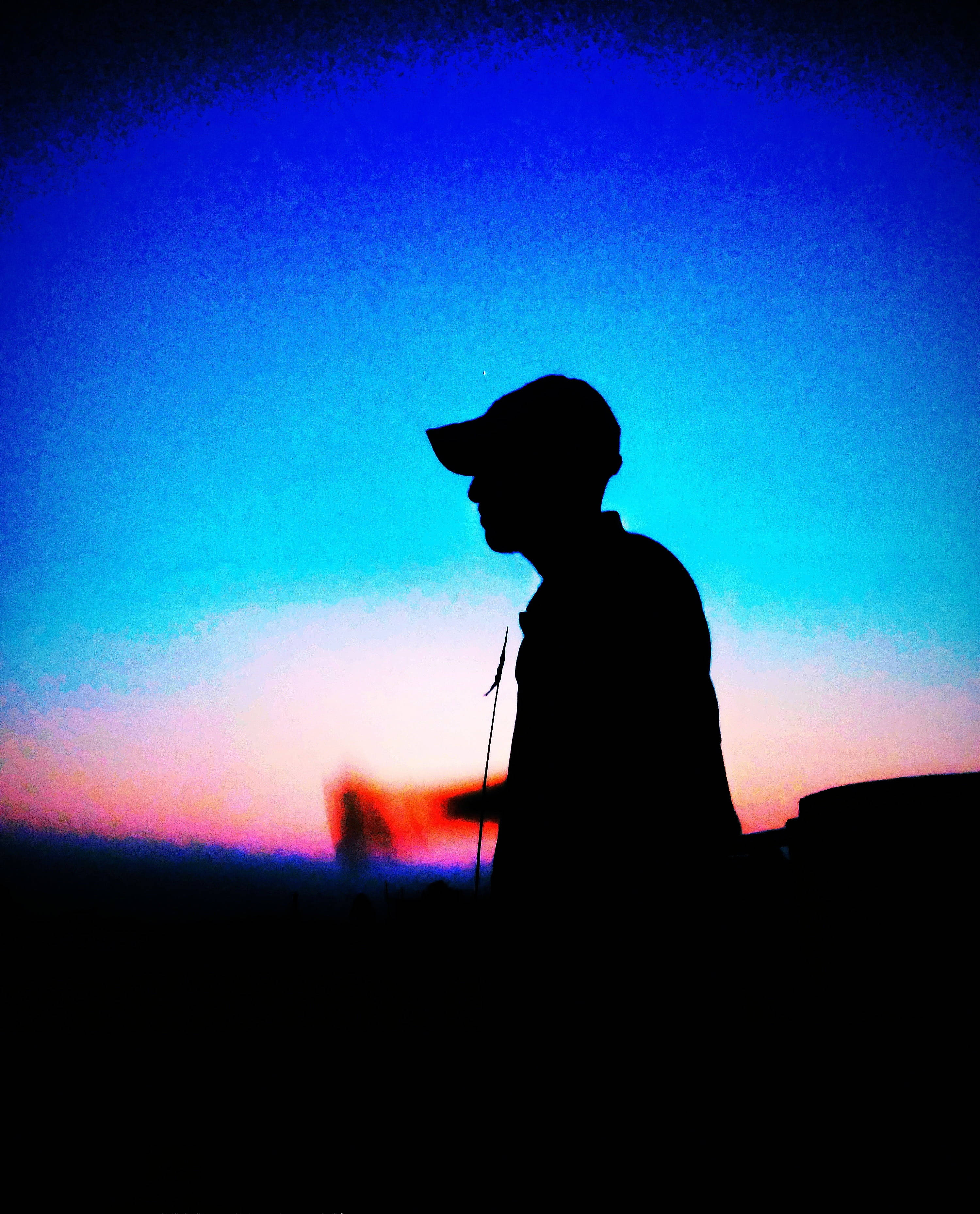 WhatsApp DP Alone Man, silhouette, cap, 2K Phone Wallpaper