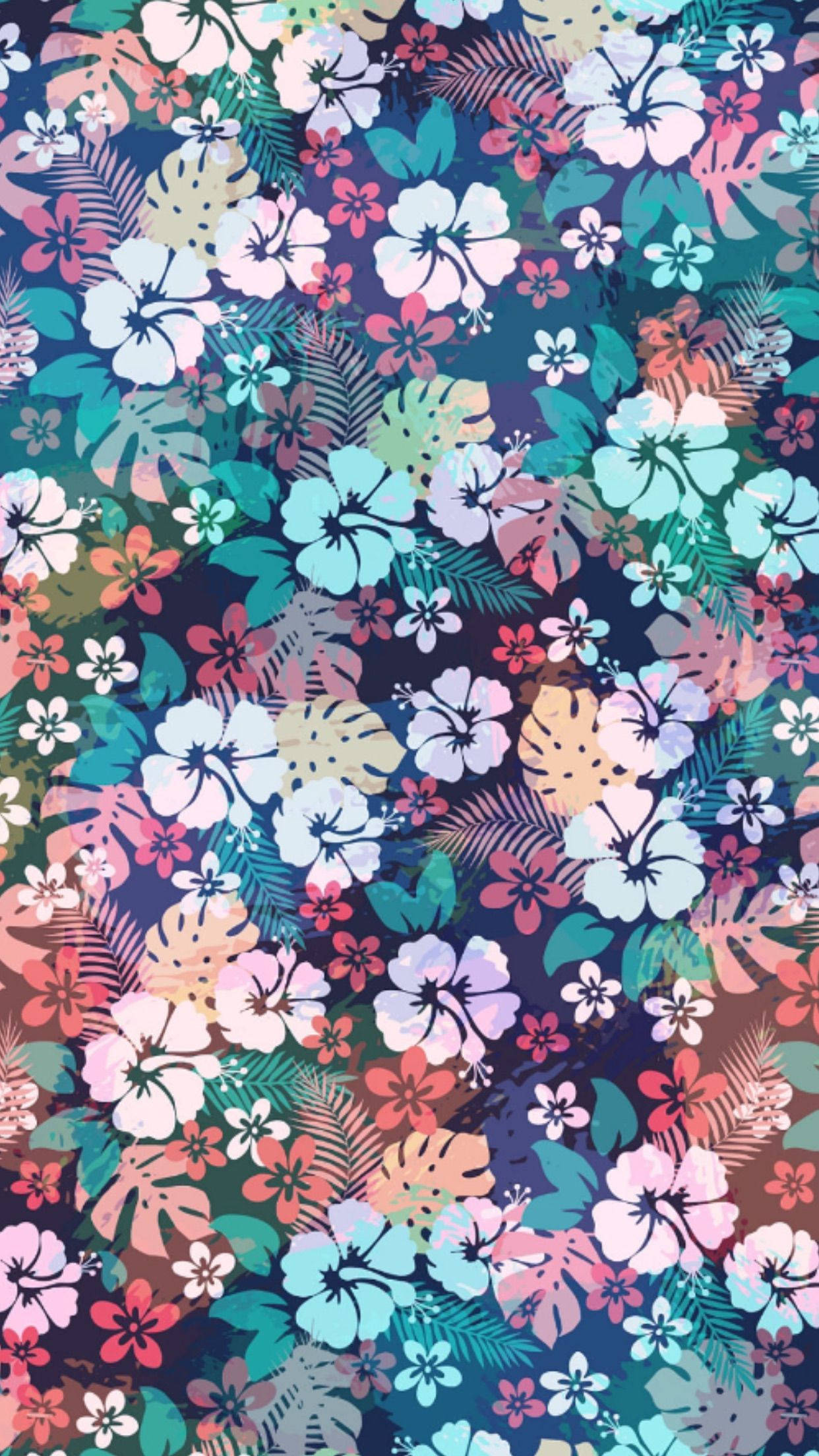 WhatsApp Chat, hibiscus flowers, monstera leaves, Full HD Phone Wallpaper