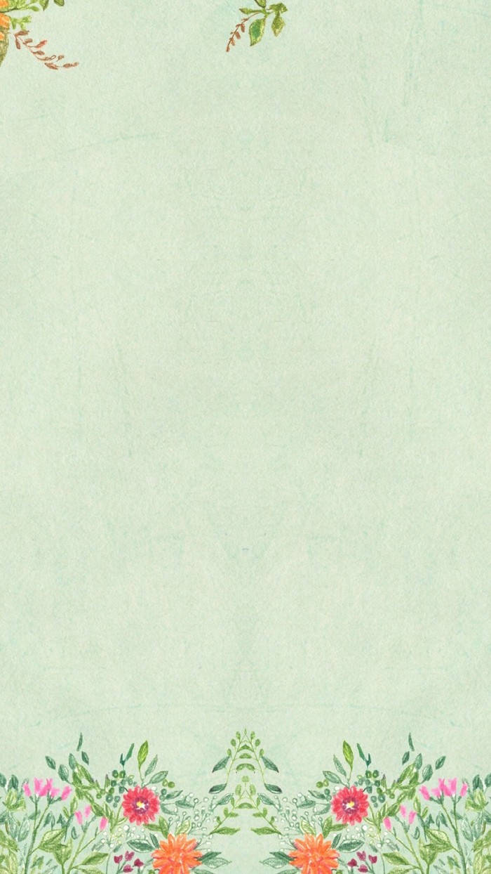 floral mint green, textured background, delicate floral borders, SD Phone Wallpaper