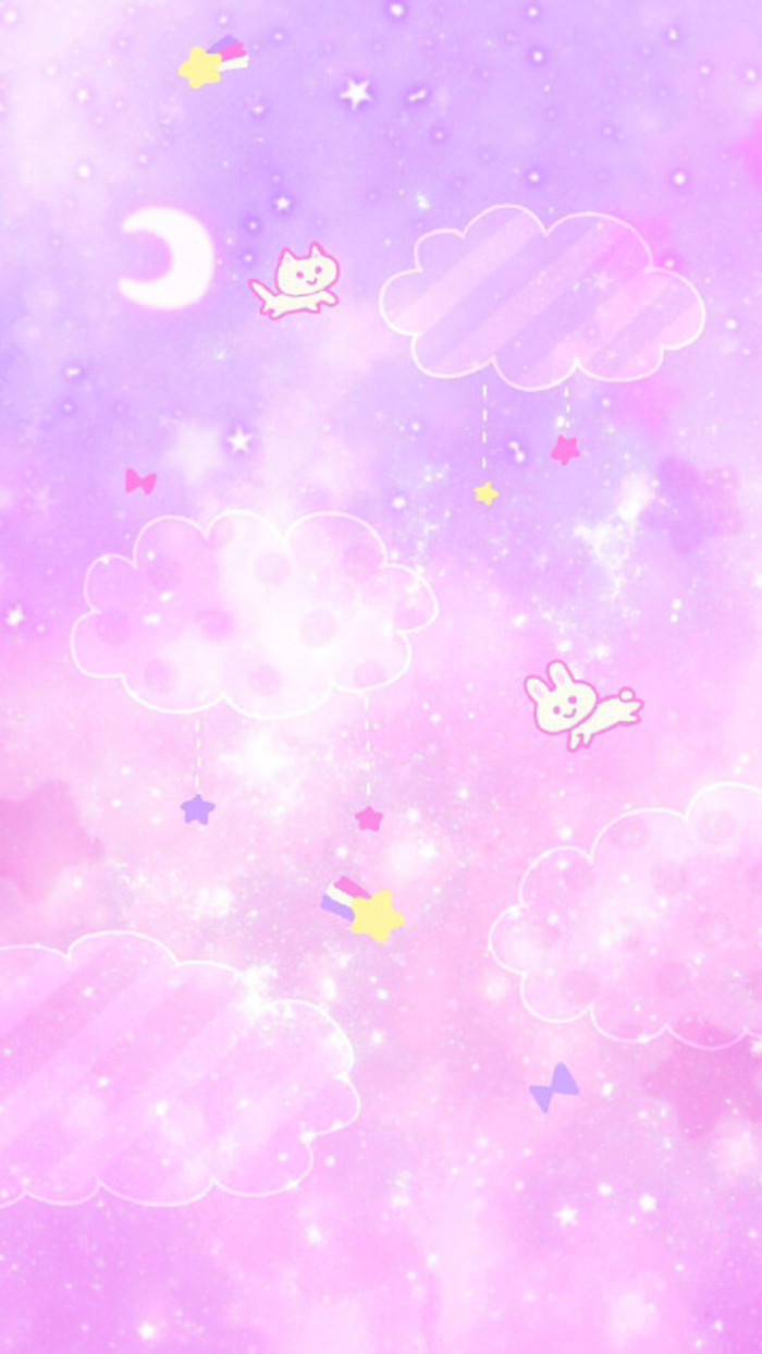 WhatsApp Chat, bunny cat, pastel pink and purple sky, SD Phone Wallpaper