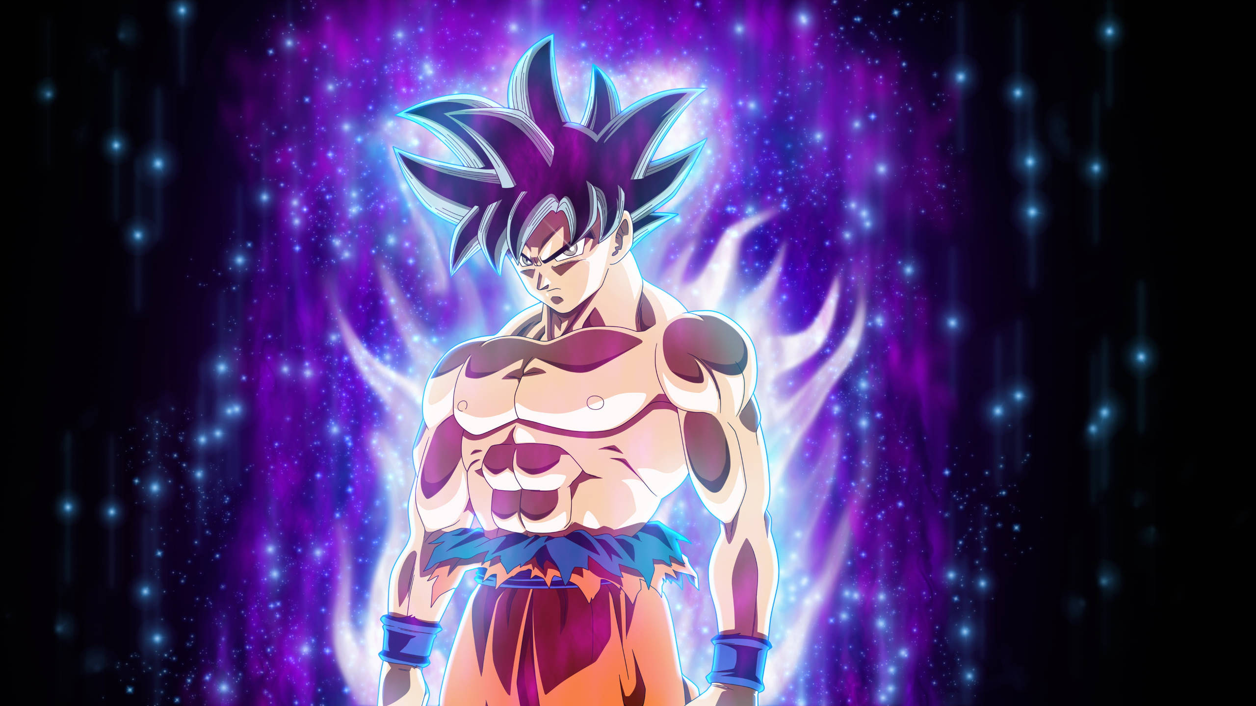 Whatsapp, son goku, cosmic purple starfield, 2K Desktop Wallpaper
