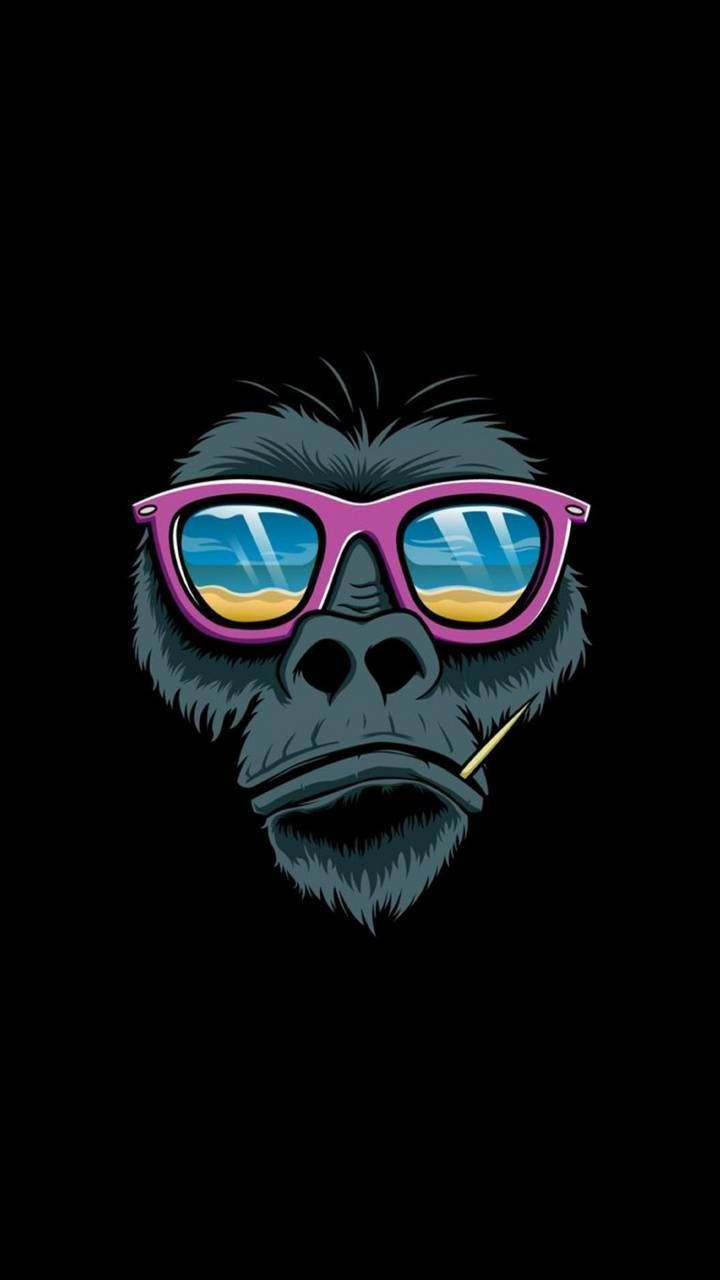 cool monkey art, gorilla, pink sunglasses, HD Phone Wallpaper