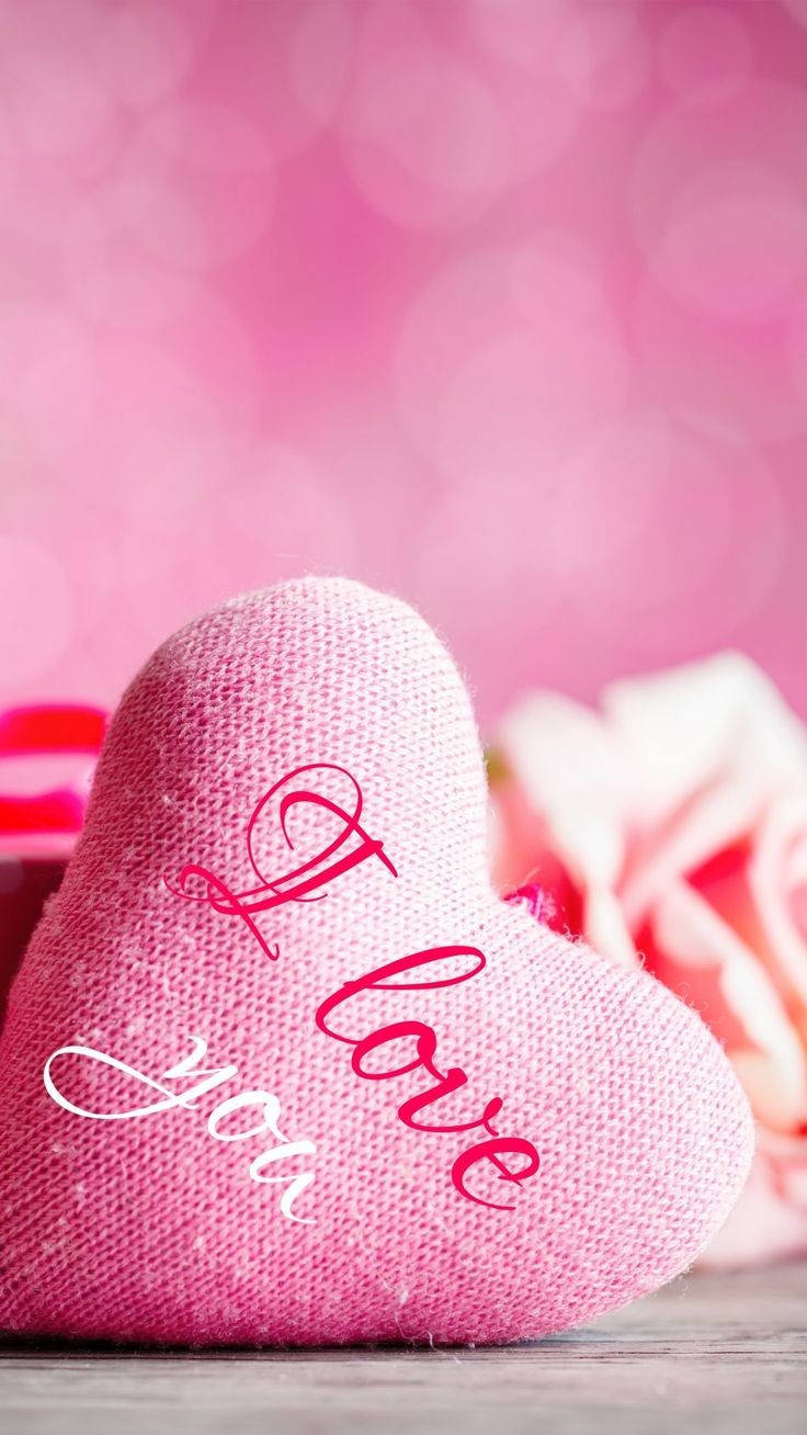 WhatsApp DP Pink Heart, pink fabric heart, I love you scripted in red and white, HD Phone Wallpaper