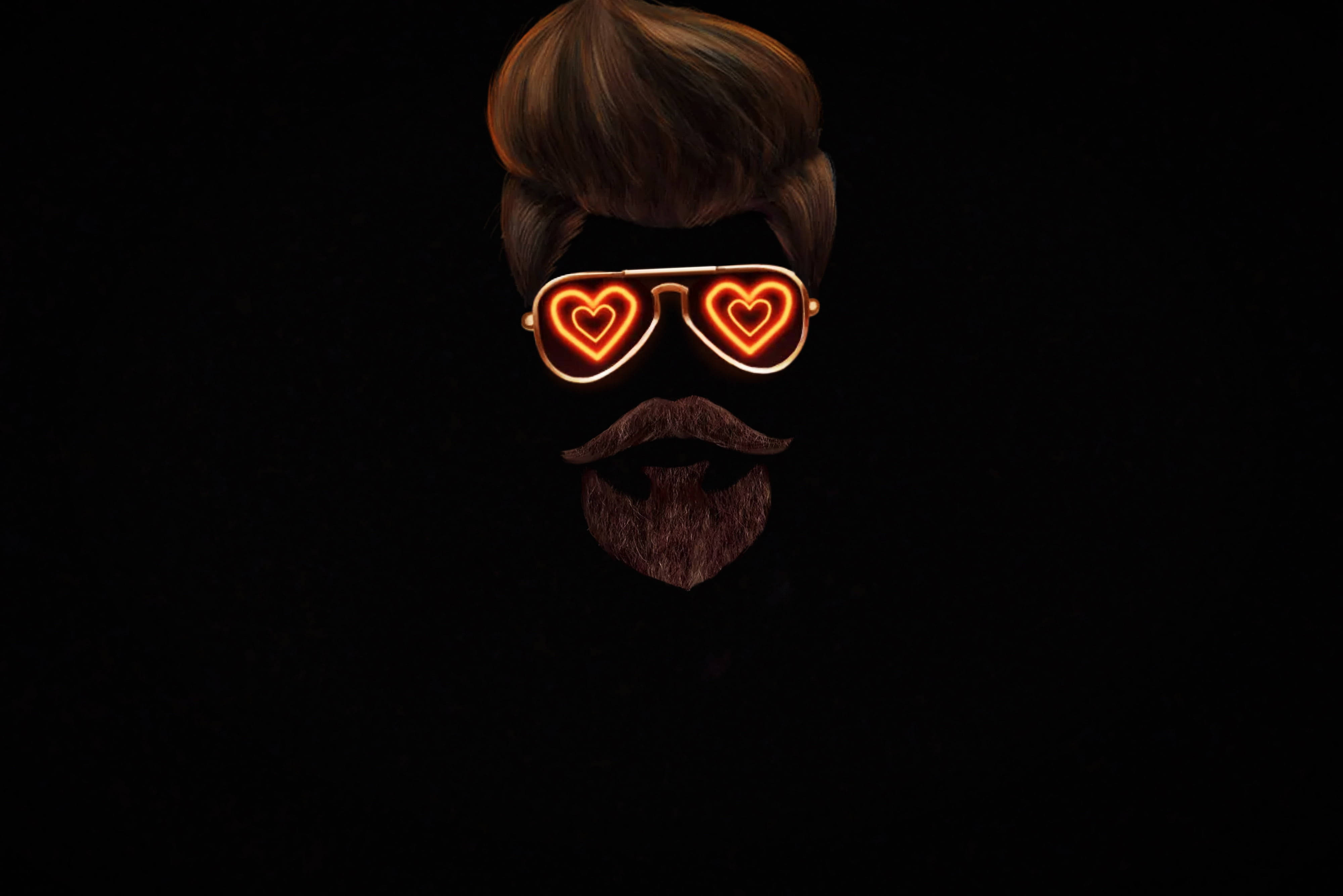 WhatsApp DP, glowing neon heart, heart-shaped sunglasses, 4K Desktop Wallpaper