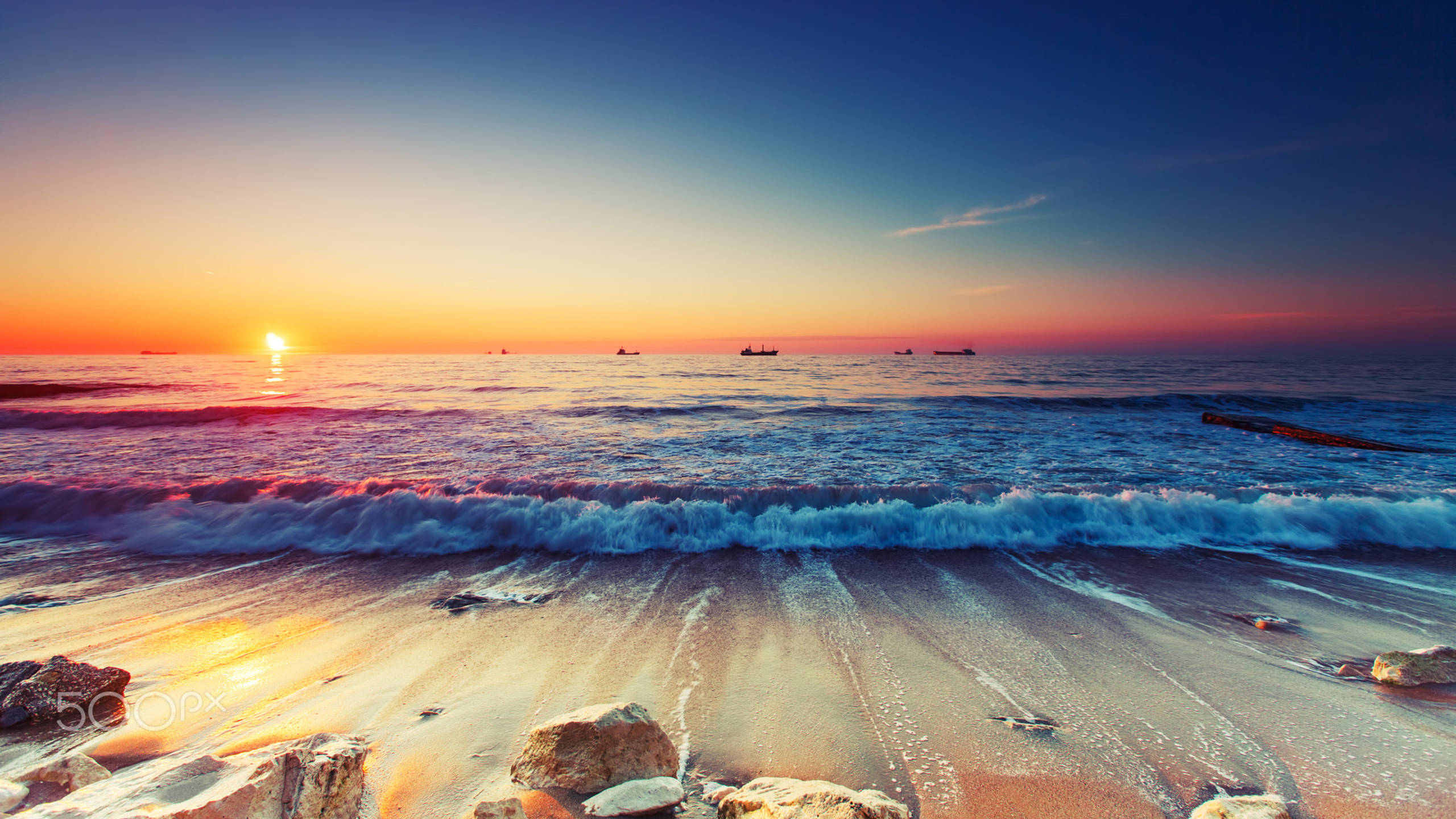 whatsapp, beach, sunset, 2K Desktop Wallpaper