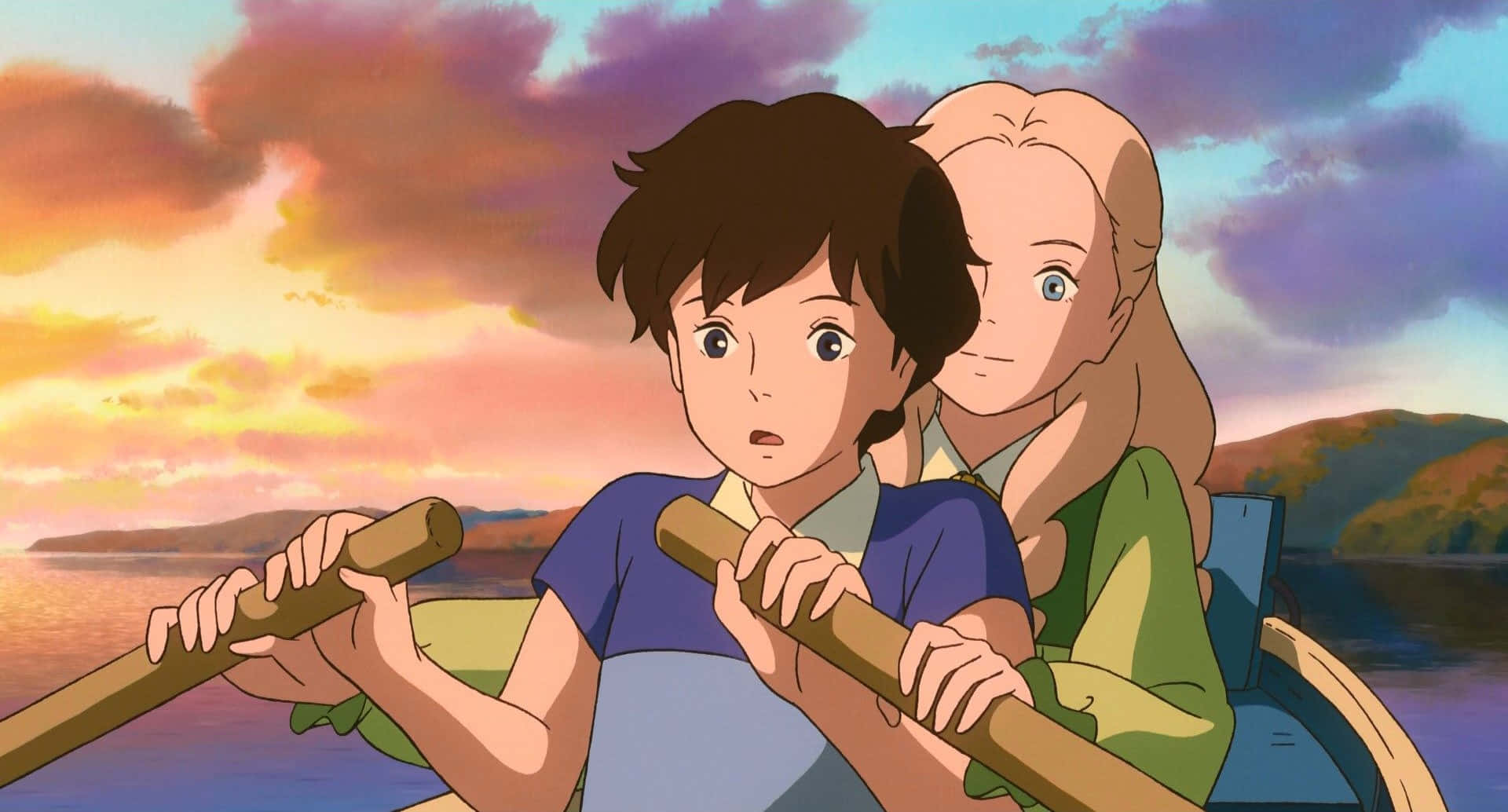 When Marnie Was There, sunset, vibrant orange and purple clouds, Full HD Desktop Wallpaper