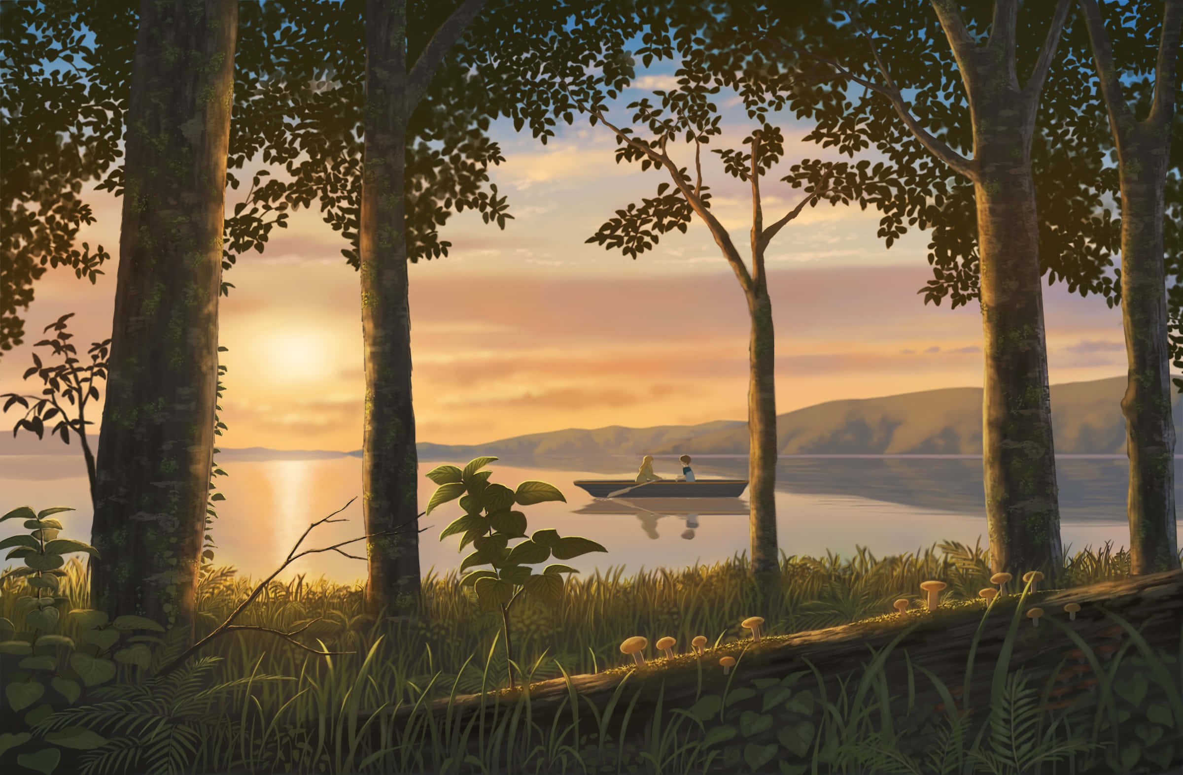 When Marnie Was There, sunset, forest trees, Full HD Desktop Wallpaper