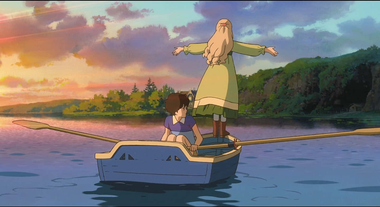When Marnie Was There, blue boat, tall figure with long hair, HD Desktop Wallpaper