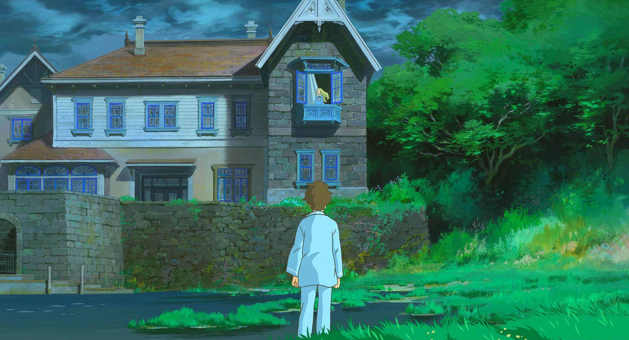 When marnie was there, white suit, grand stone house, Full HD Desktop Wallpaper