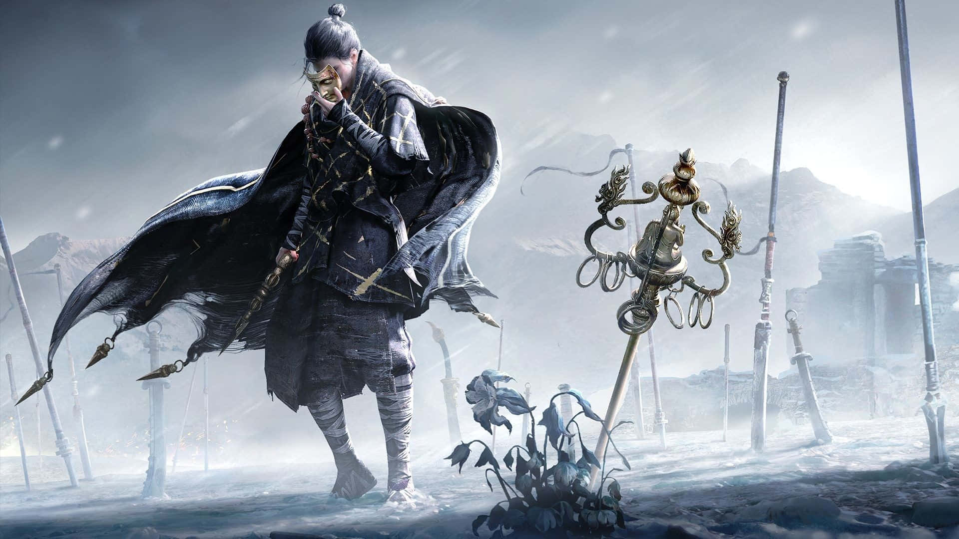 Where Winds Meet, epic warrior, dark robes, Full HD Desktop Wallpaper
