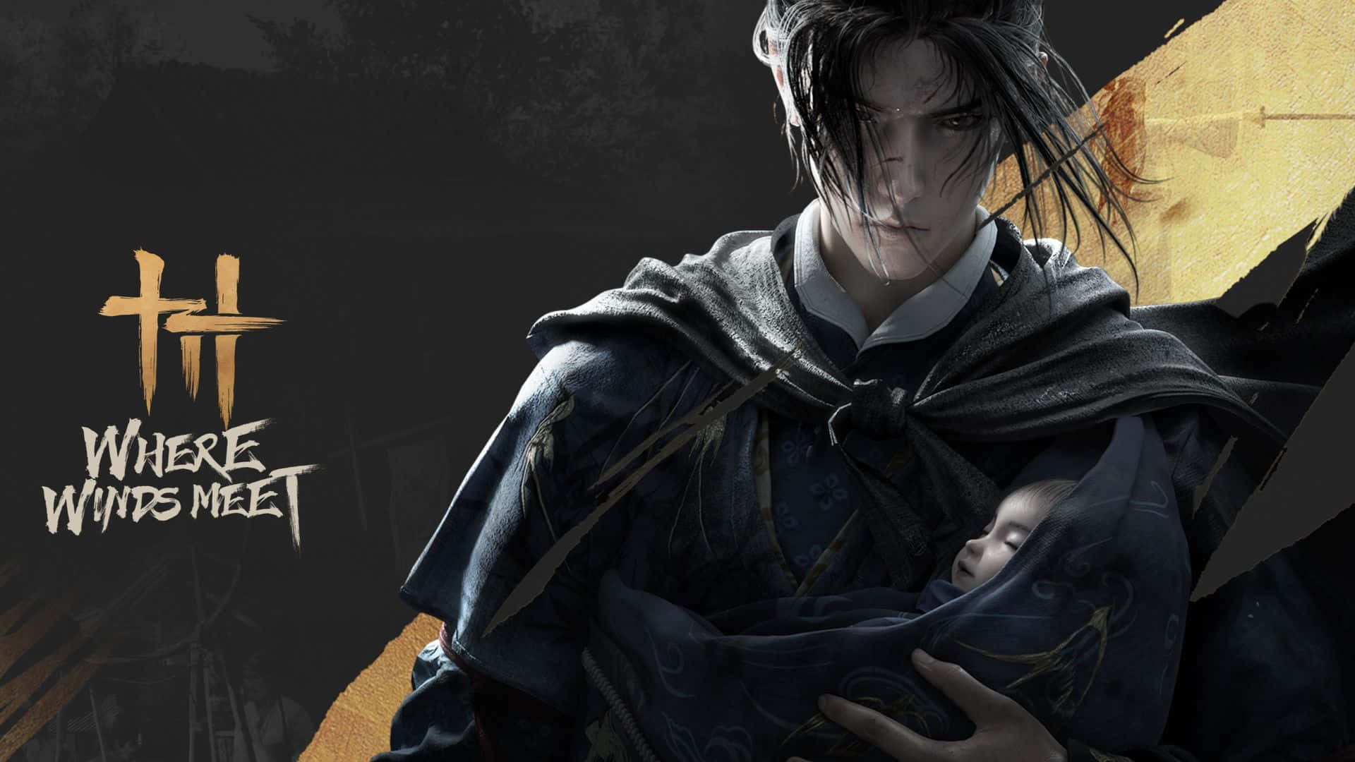 Where Winds Meet, dark-haired man, tattered cloak, Full HD Desktop Wallpaper